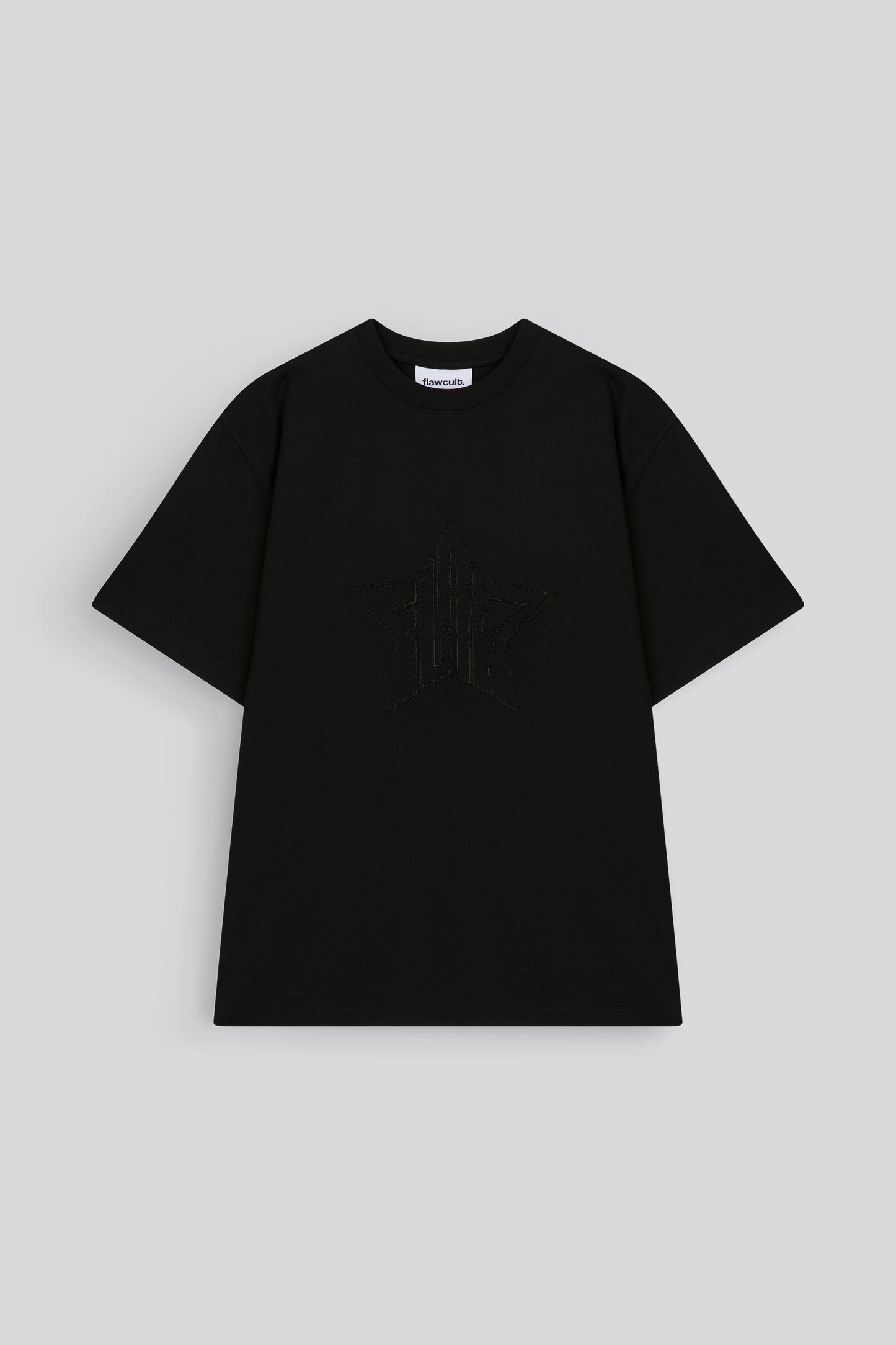 Flaw Embroidery Black Star Tee
