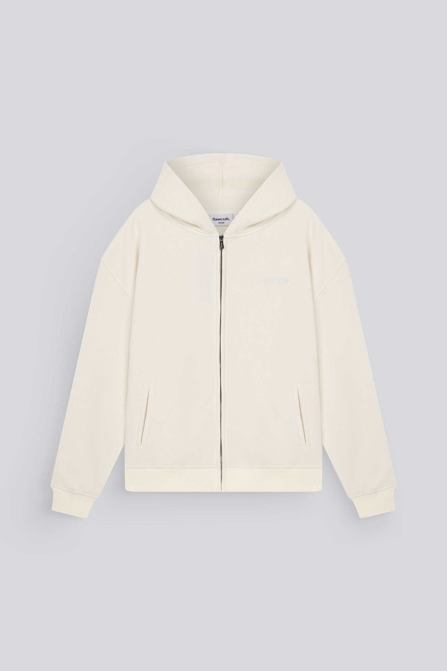 Basic Cream Zip Hoodie