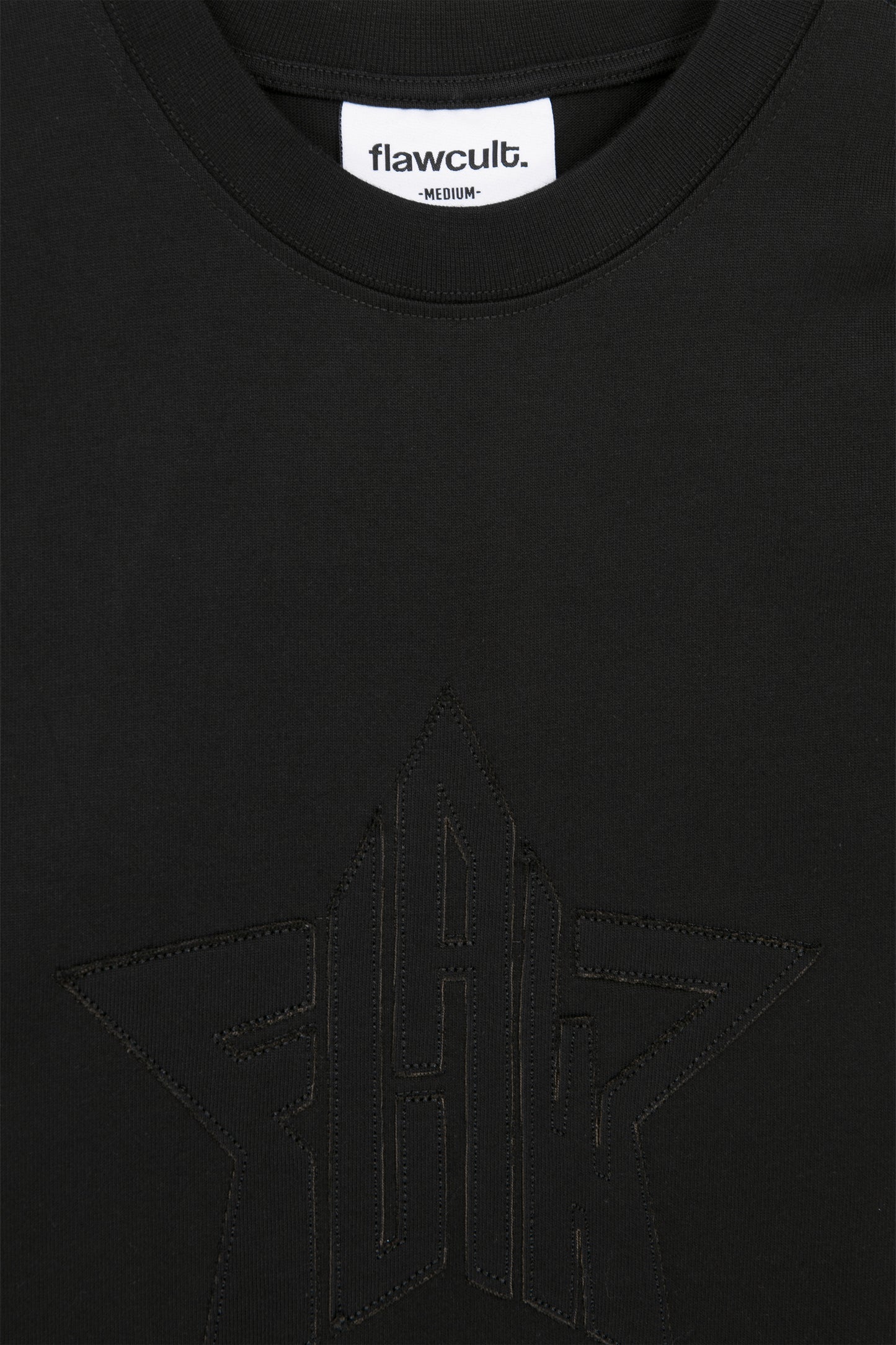 Flaw Embroidery Black Star Tee