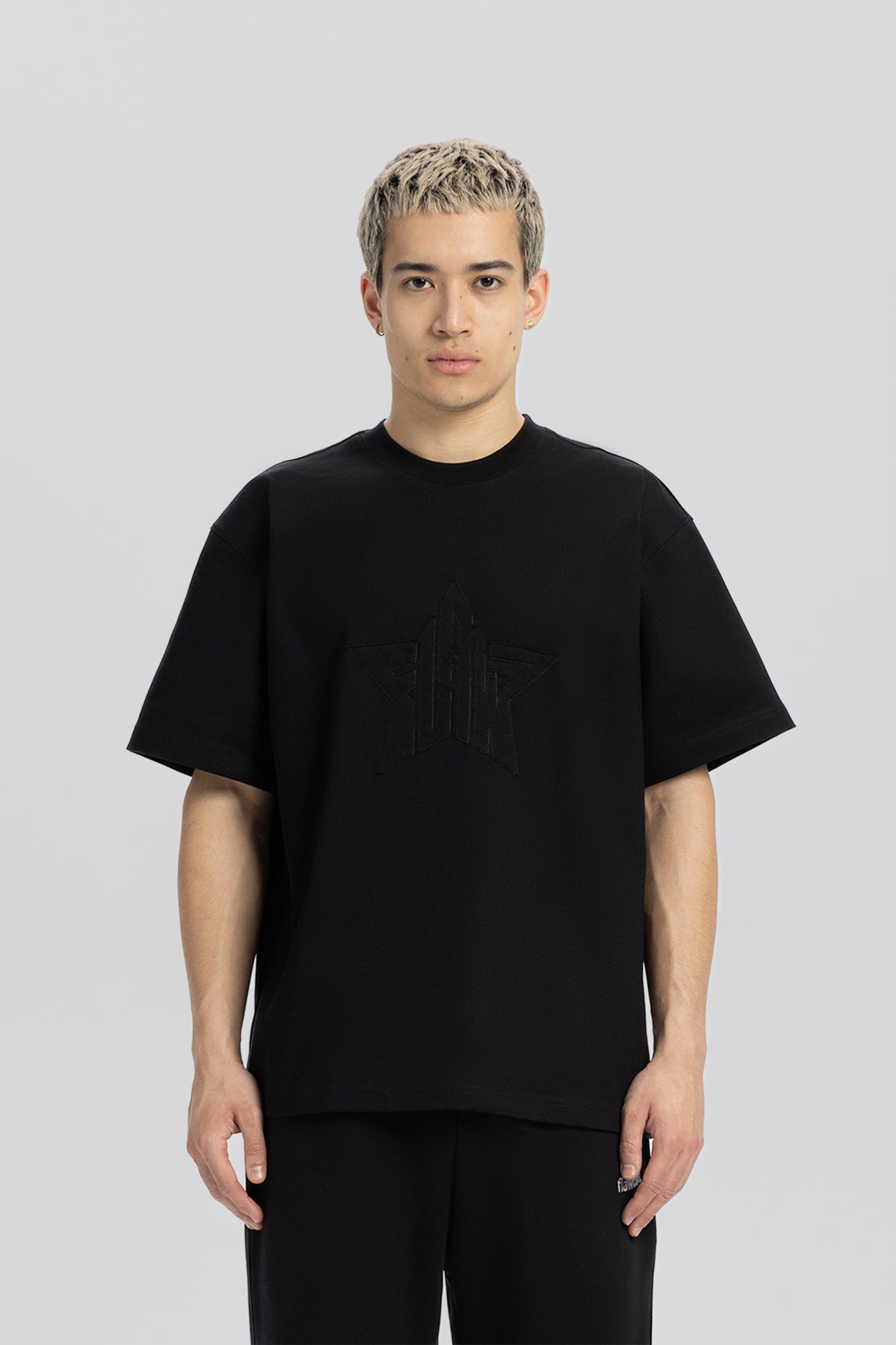 Flaw Embroidery Black Star Tee