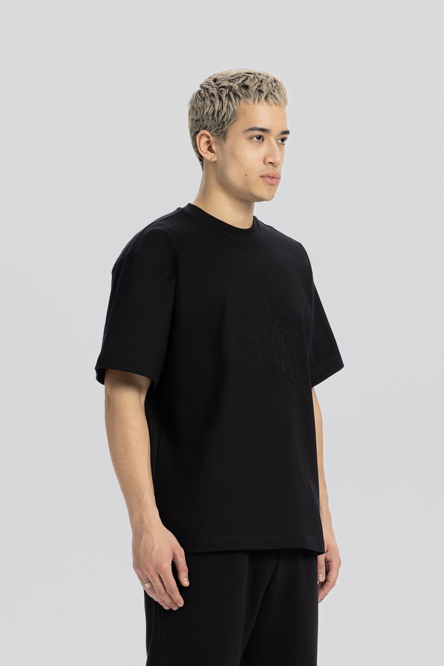 Flaw Embroidery Black Star Tee