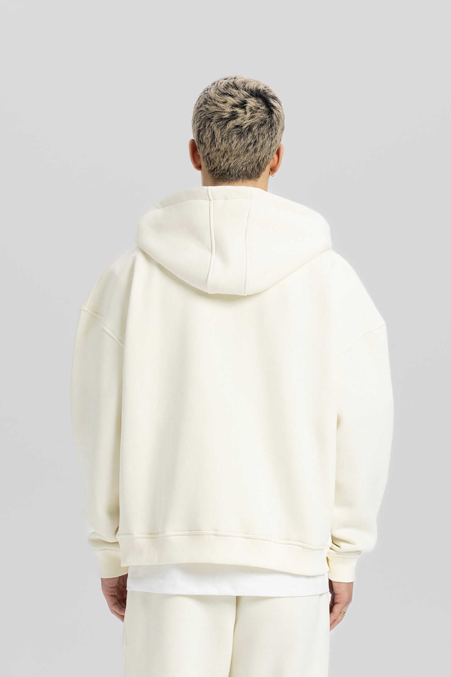 Basic Cream Zip Hoodie