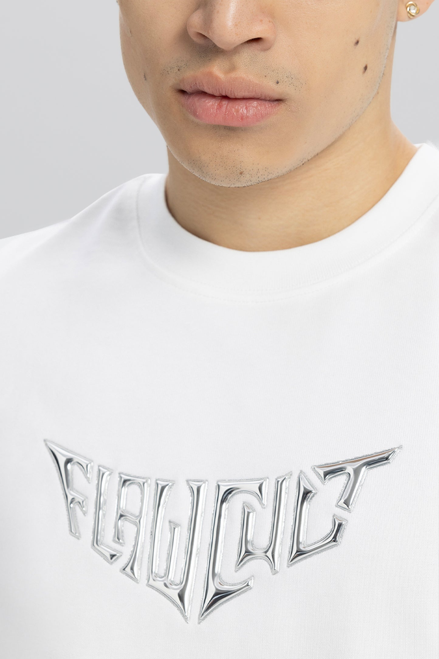 Flawcult Hologram White Print Tee