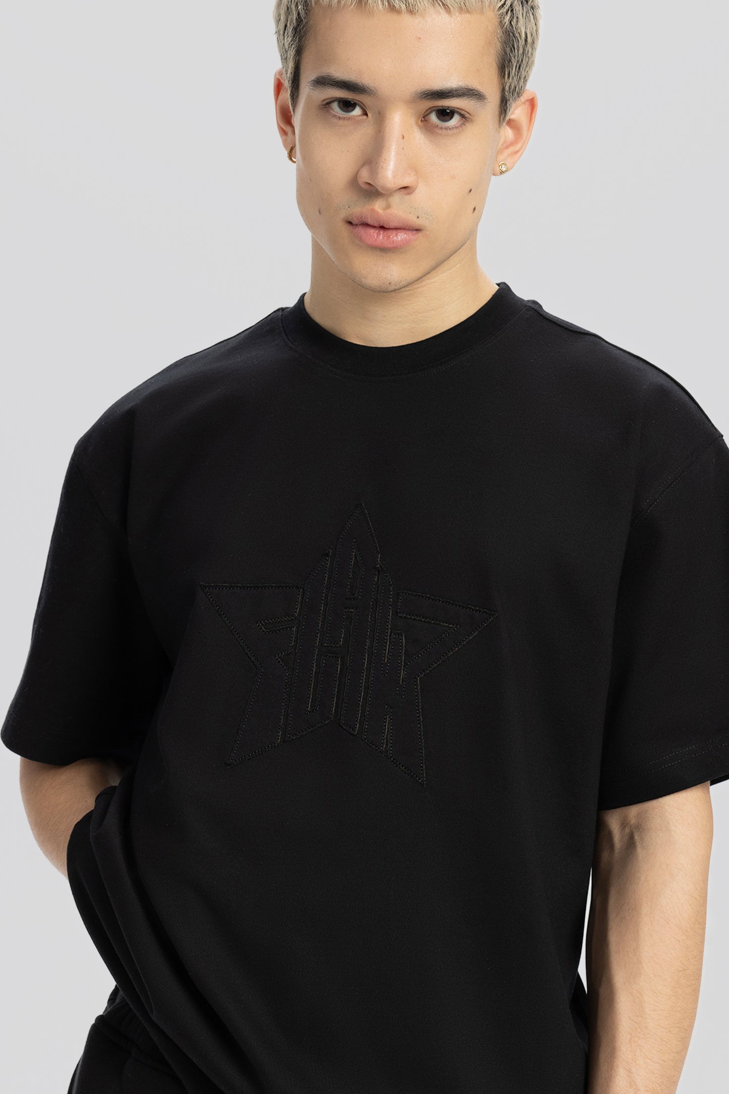 Flaw Embroidery Black Star Tee