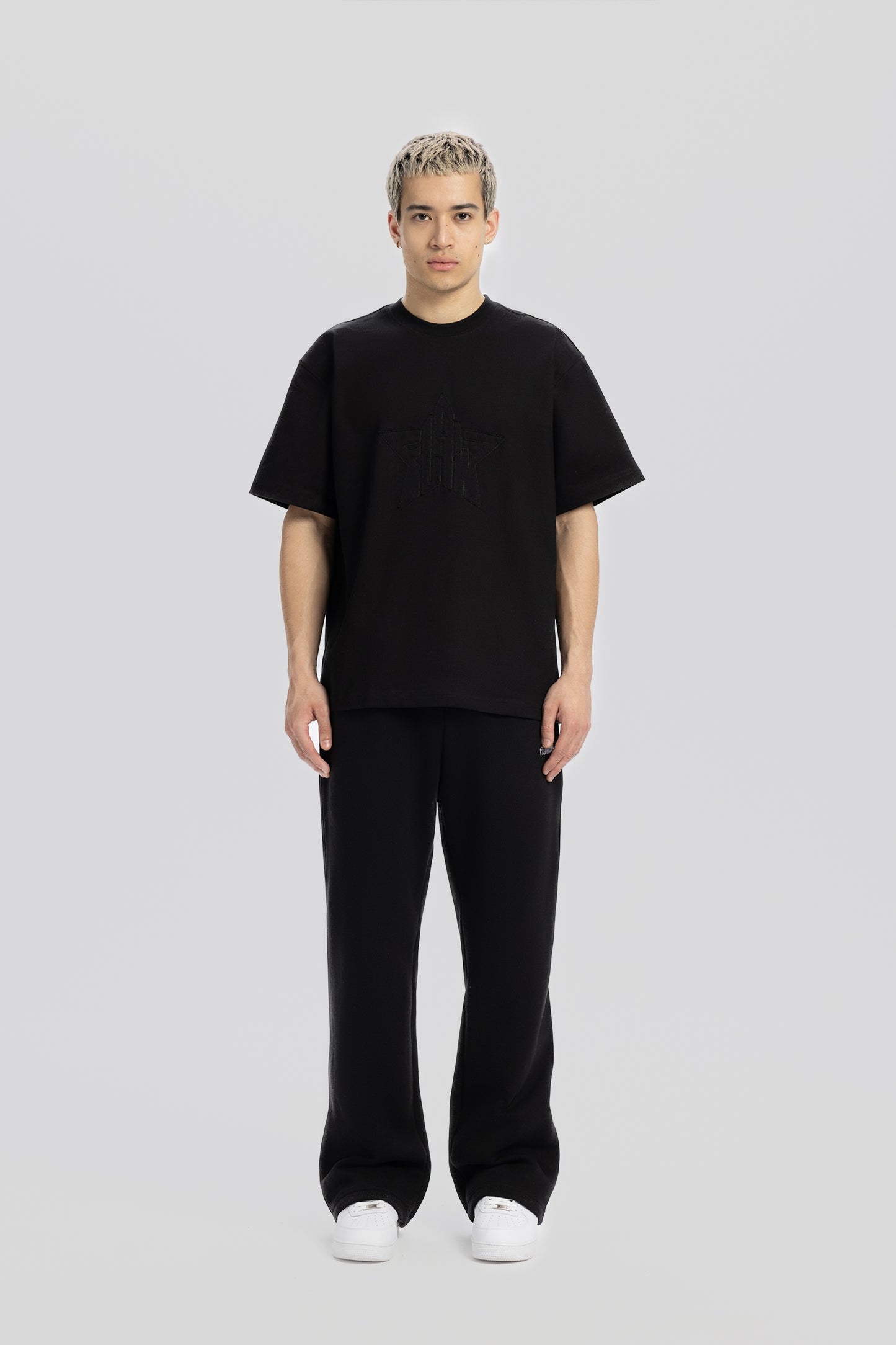 Flaw Embroidery Black Star Tee