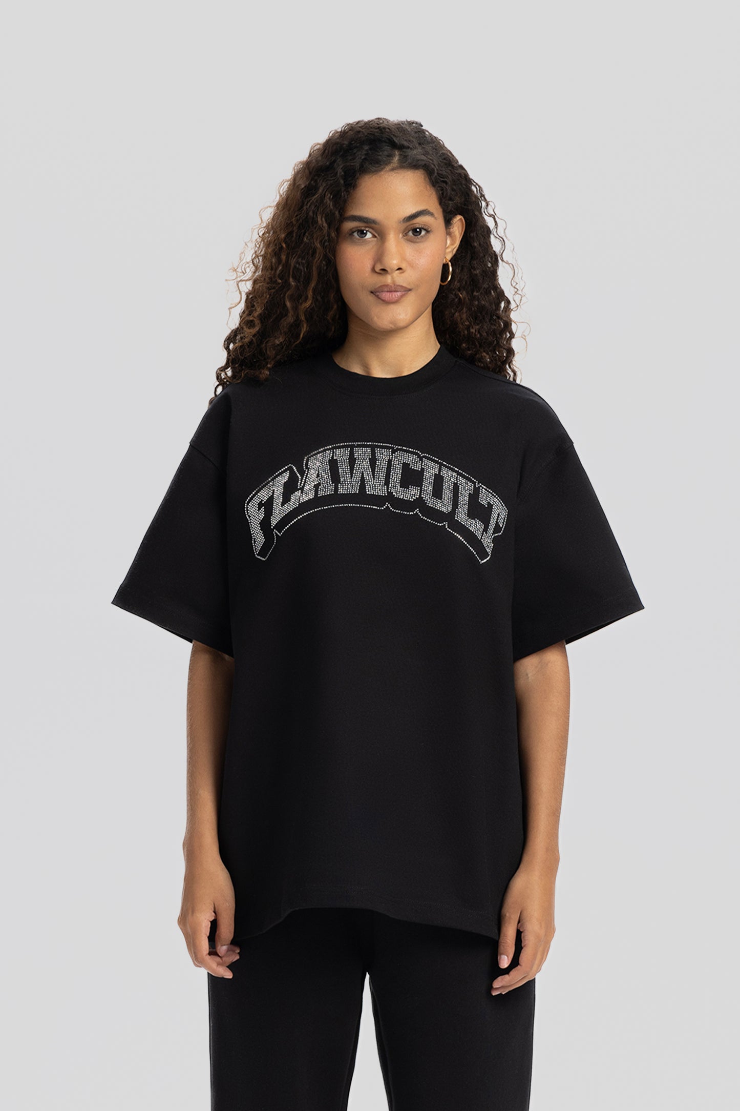 Flawcult Rhinestone Black Tee