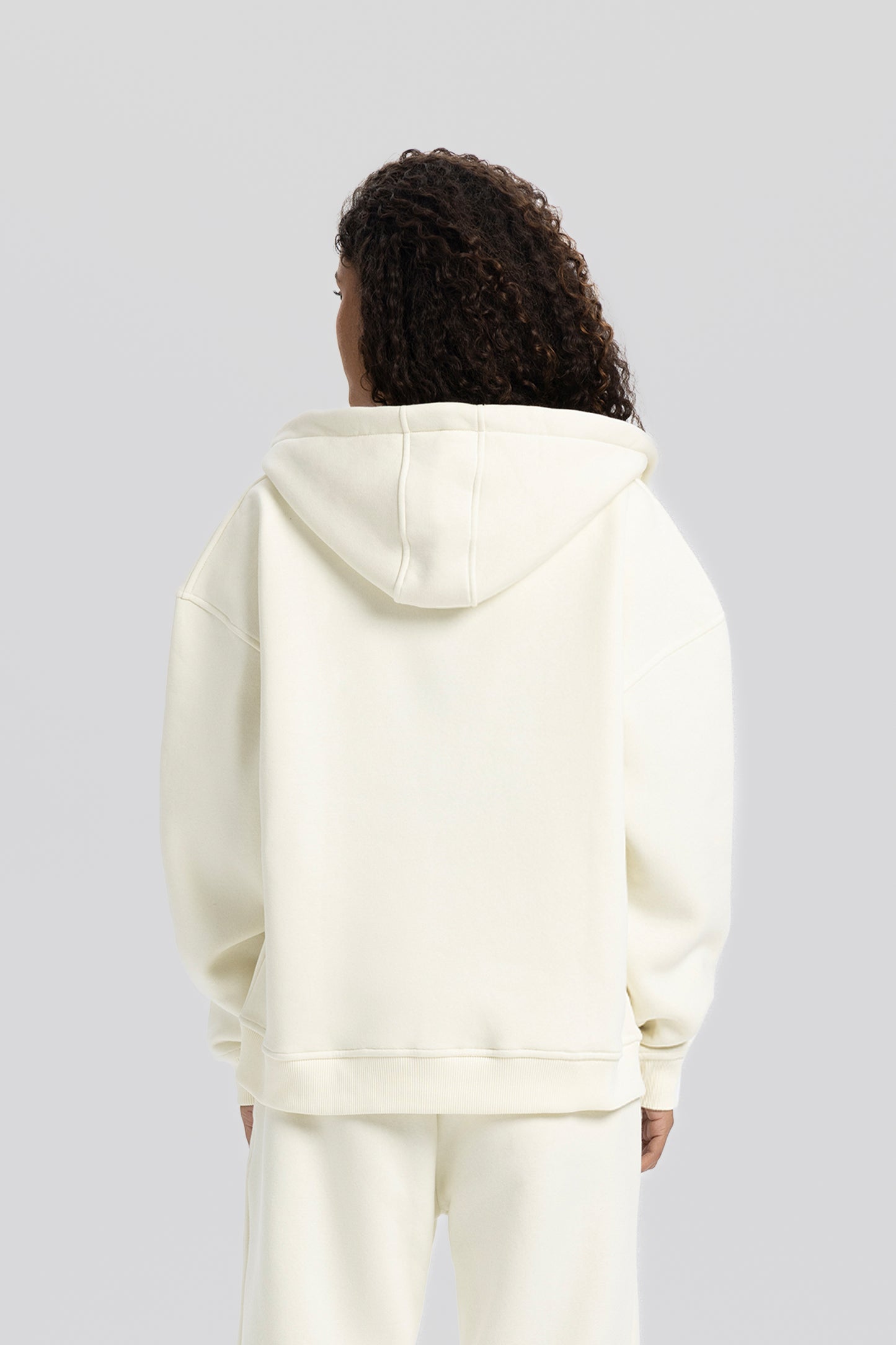 Basic Cream Zip Hoodie