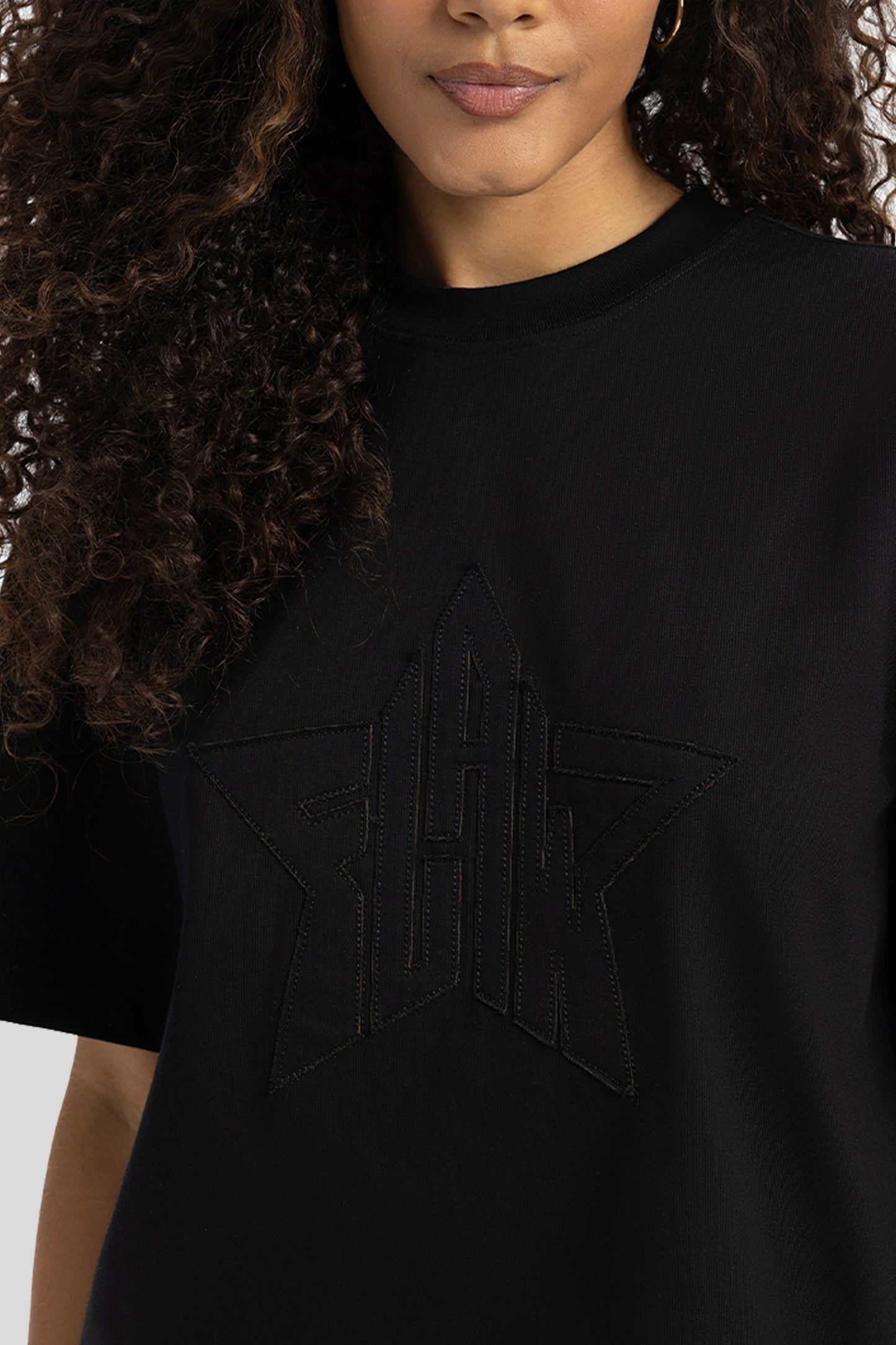 Flaw Embroidery Black Star Tee