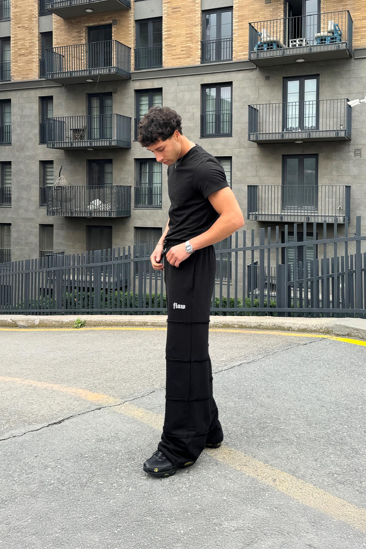 Bad Layers Oversize Sweatpants with Elastic Waistband, Black