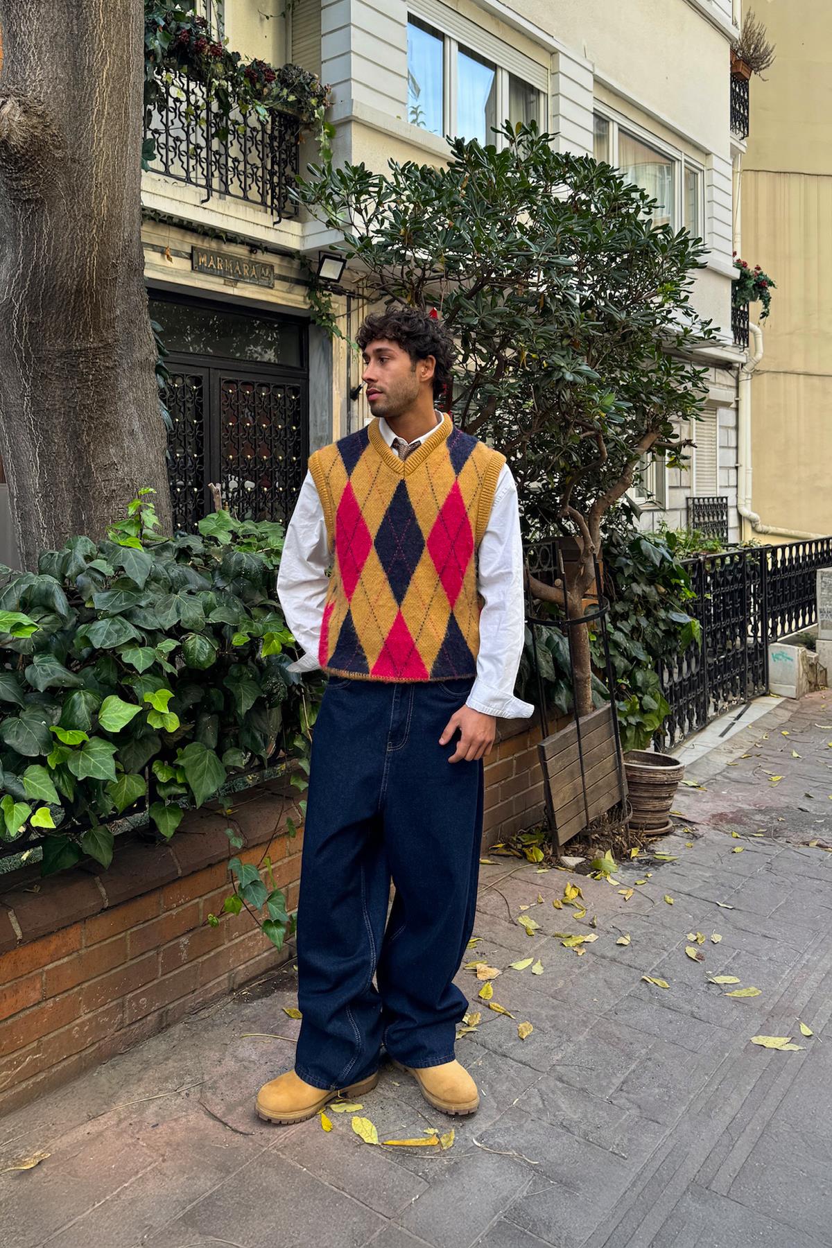 Baklava Pattern Knitted Sweater Camel