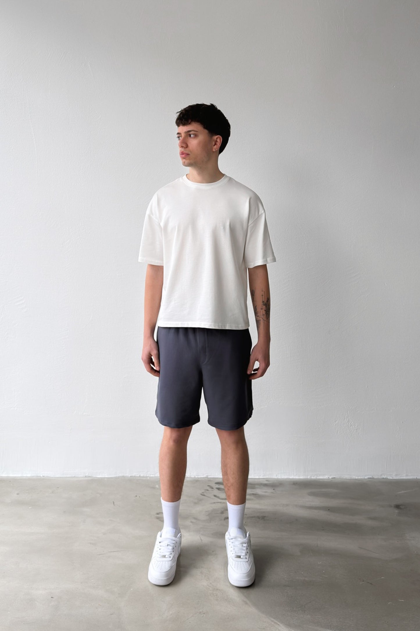 Basic Anthracite Shorts with Elastic Waistband