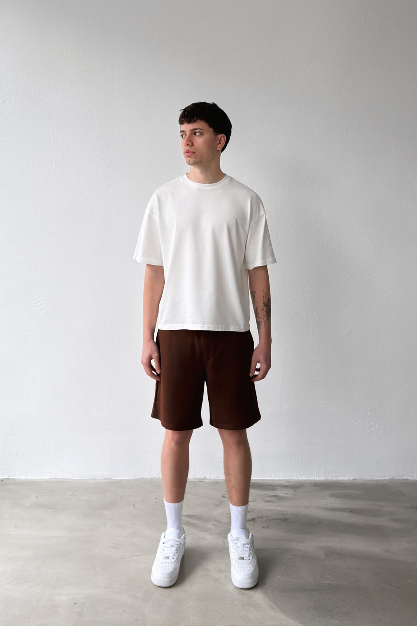 Basic Brown Shorts with Elastic Waistband