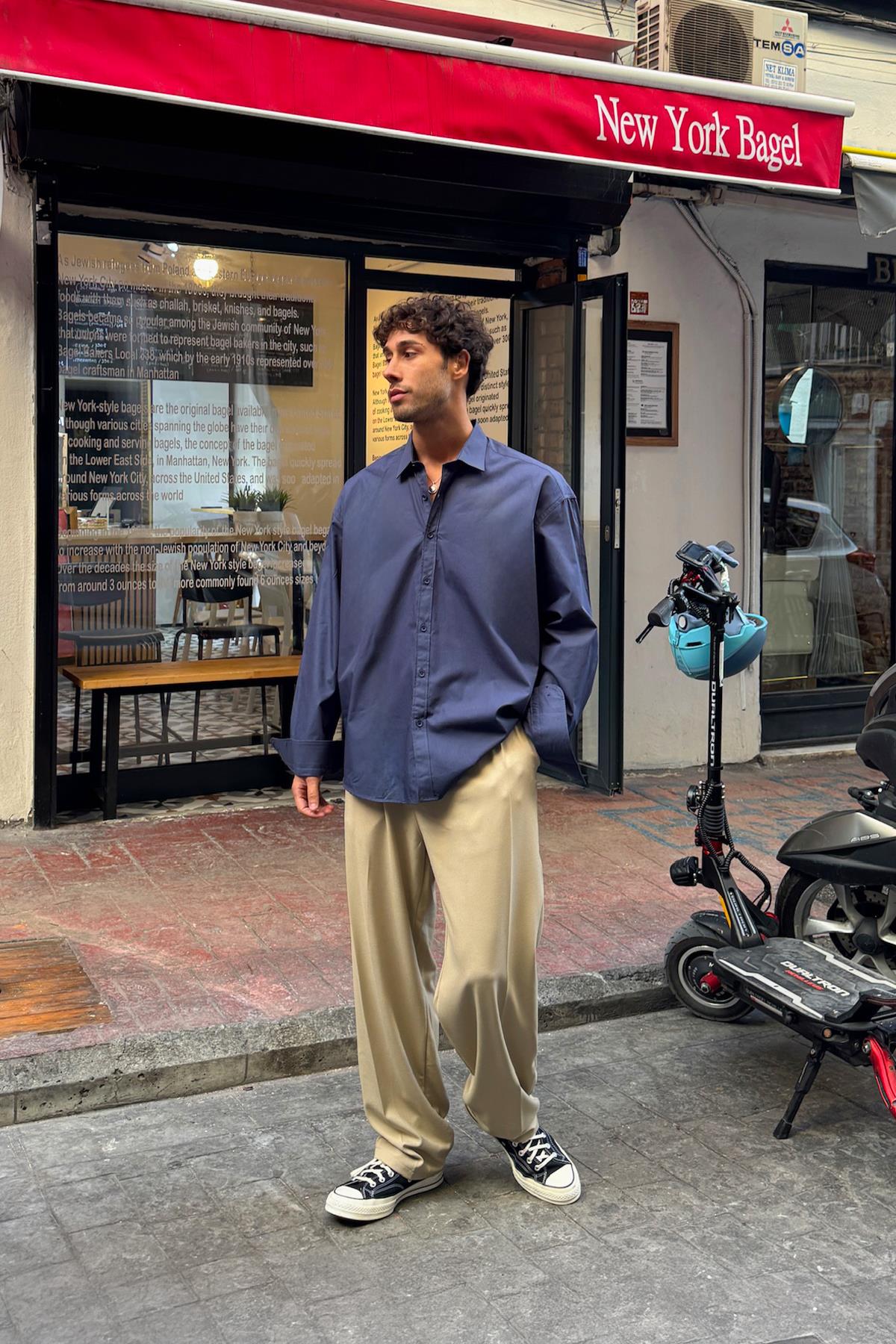 Basic Poplin Shirt Navy Blue