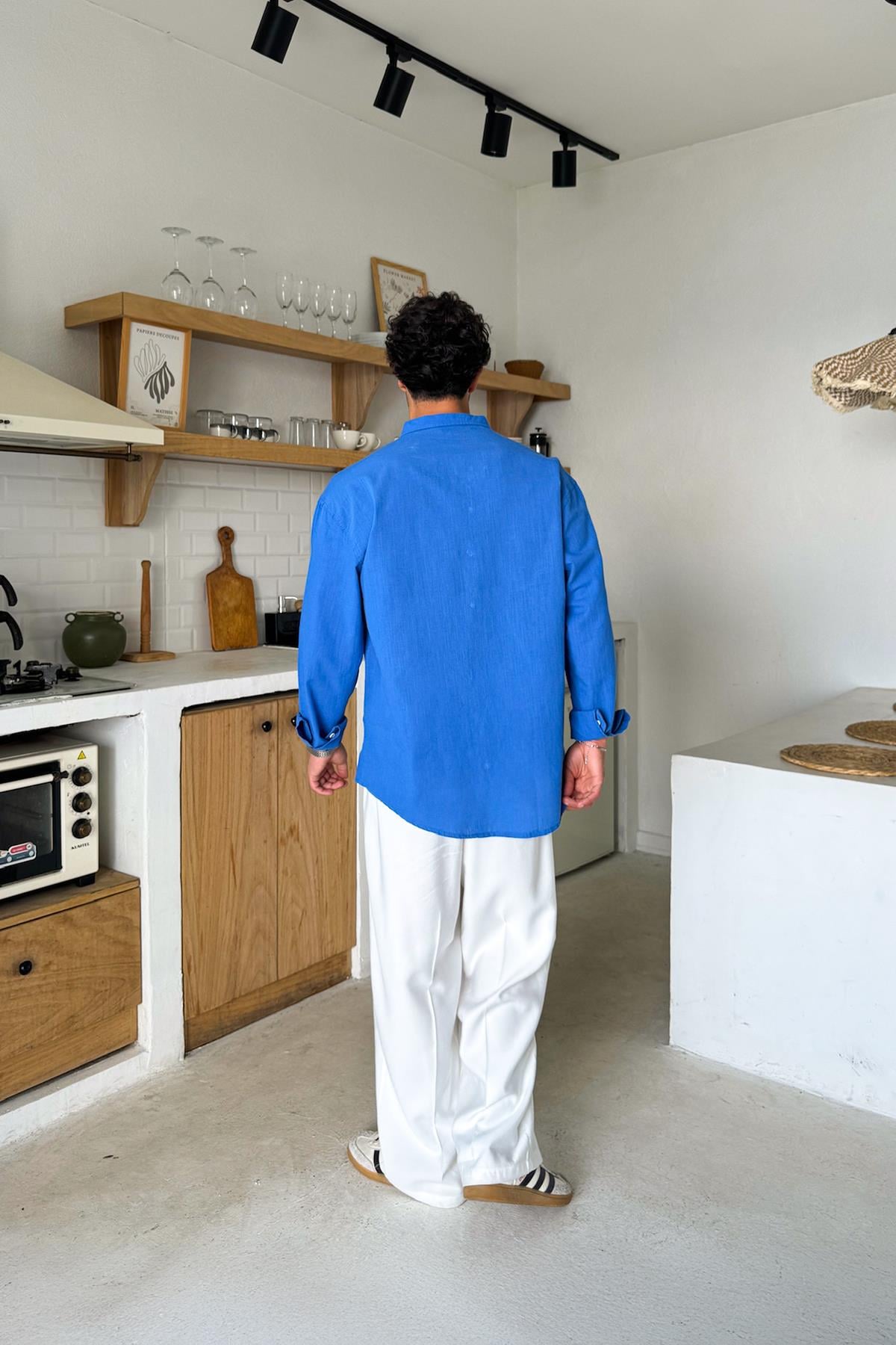 Basic Linen Shirt, Royal Blue