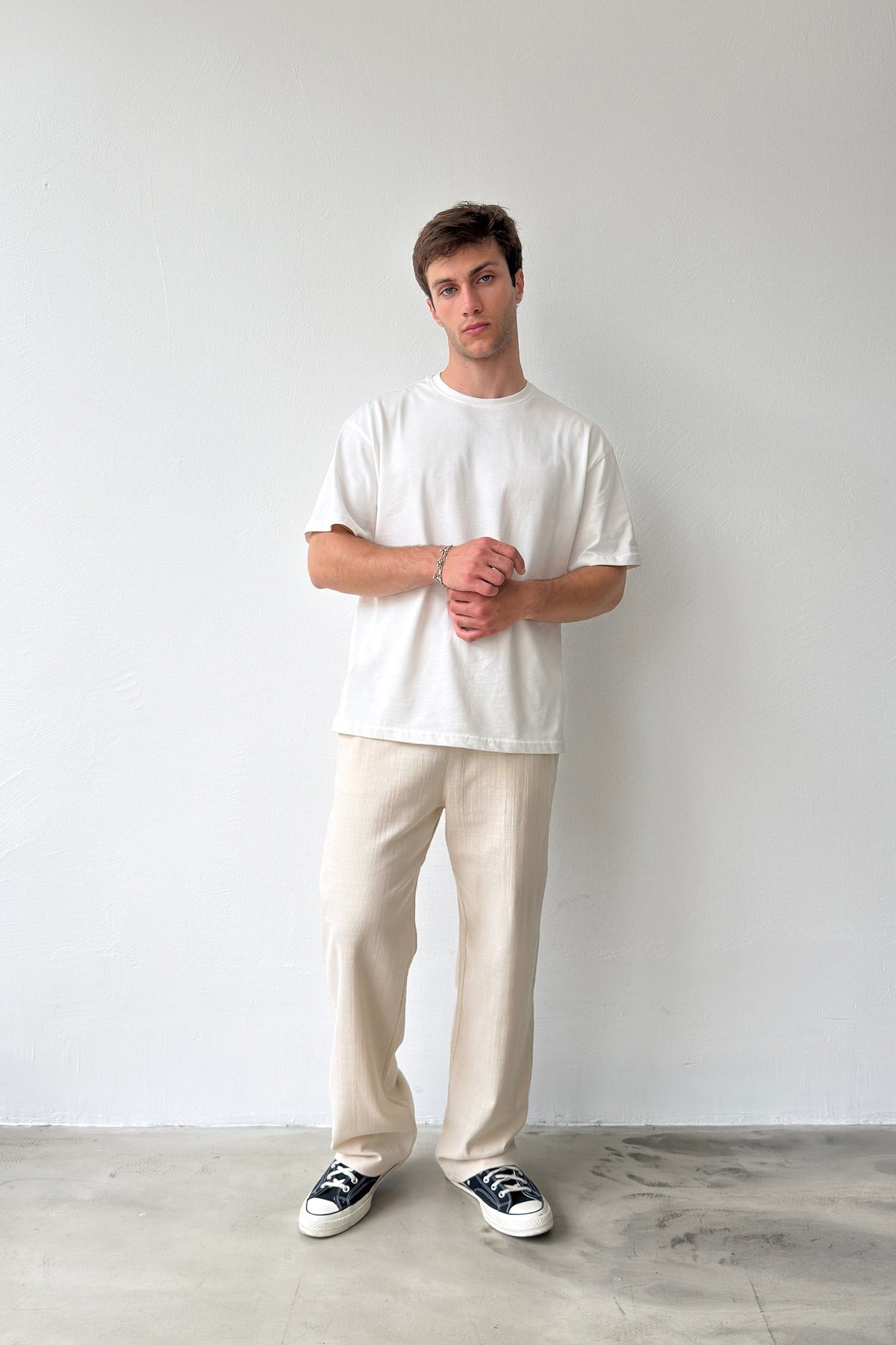 Linen Trousers with Elastic Waistband
