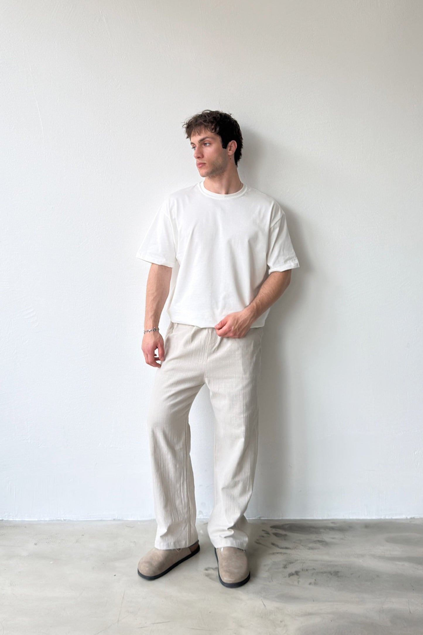Linen Trousers with Elastic Waistband