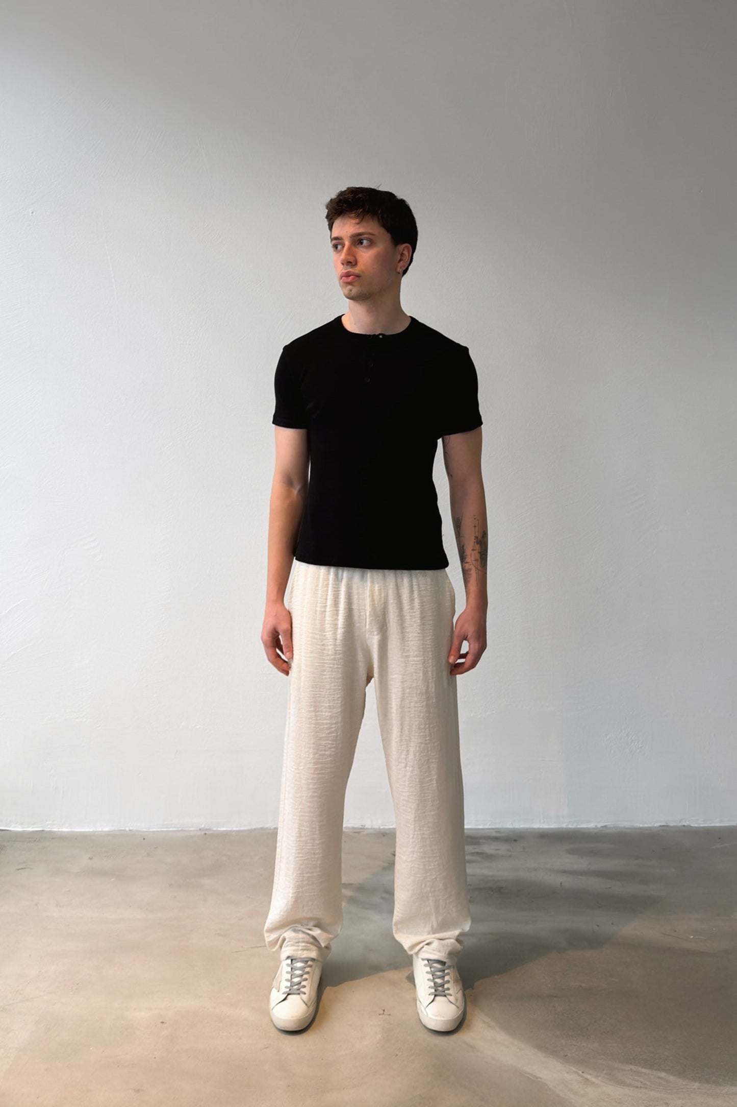 Linen Trousers with Elastic Waistband