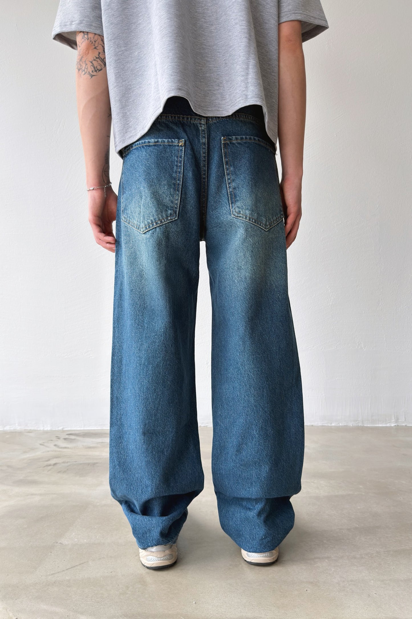 Striped Distressed Baggy Jeans