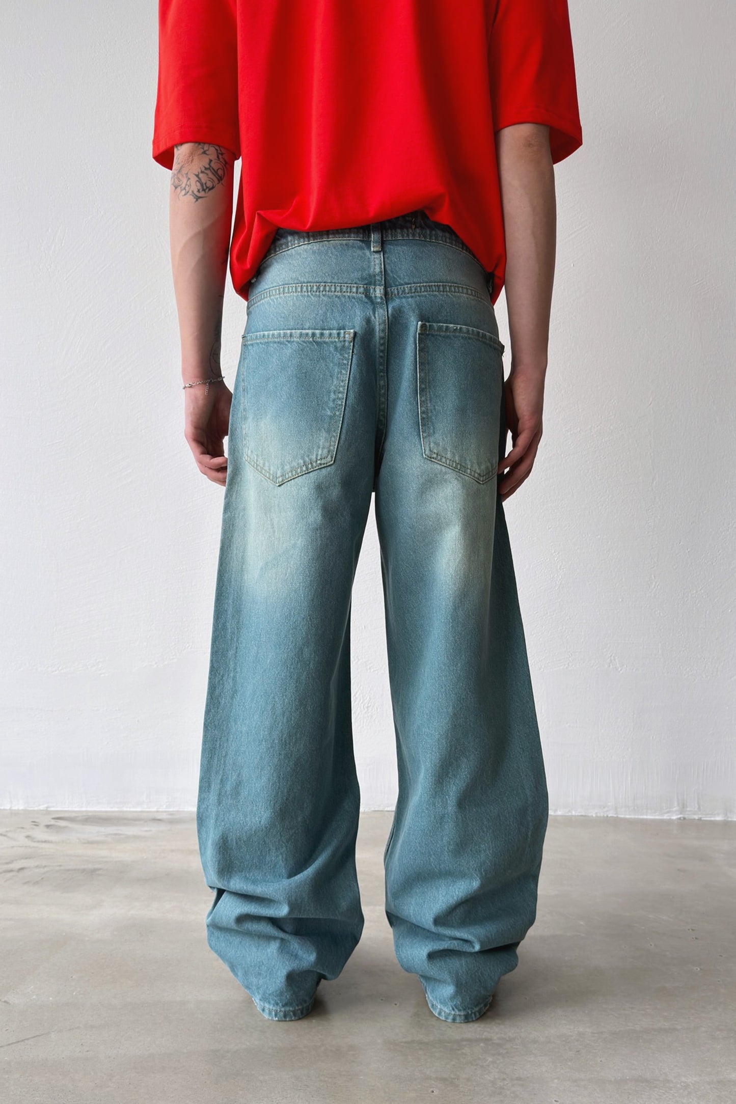 Striped Distressed Baggy Jeans