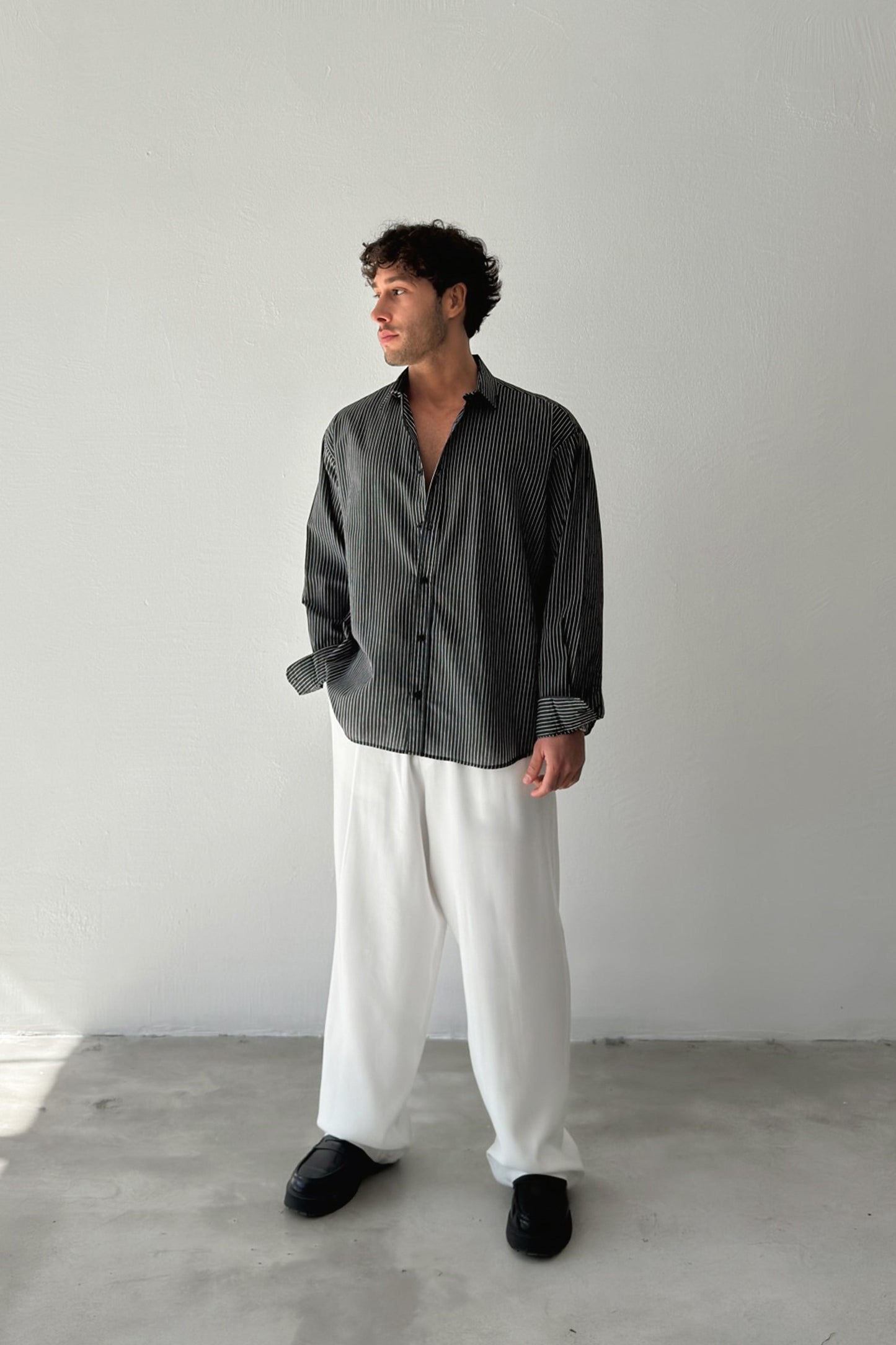 Striped Black Linen Shirt