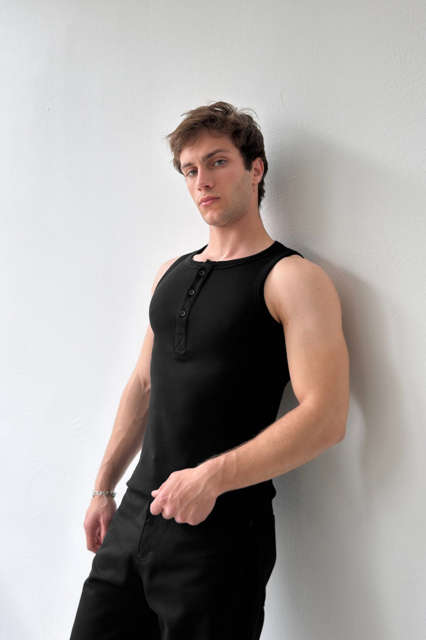 Buttoned Ribbed Undershirt