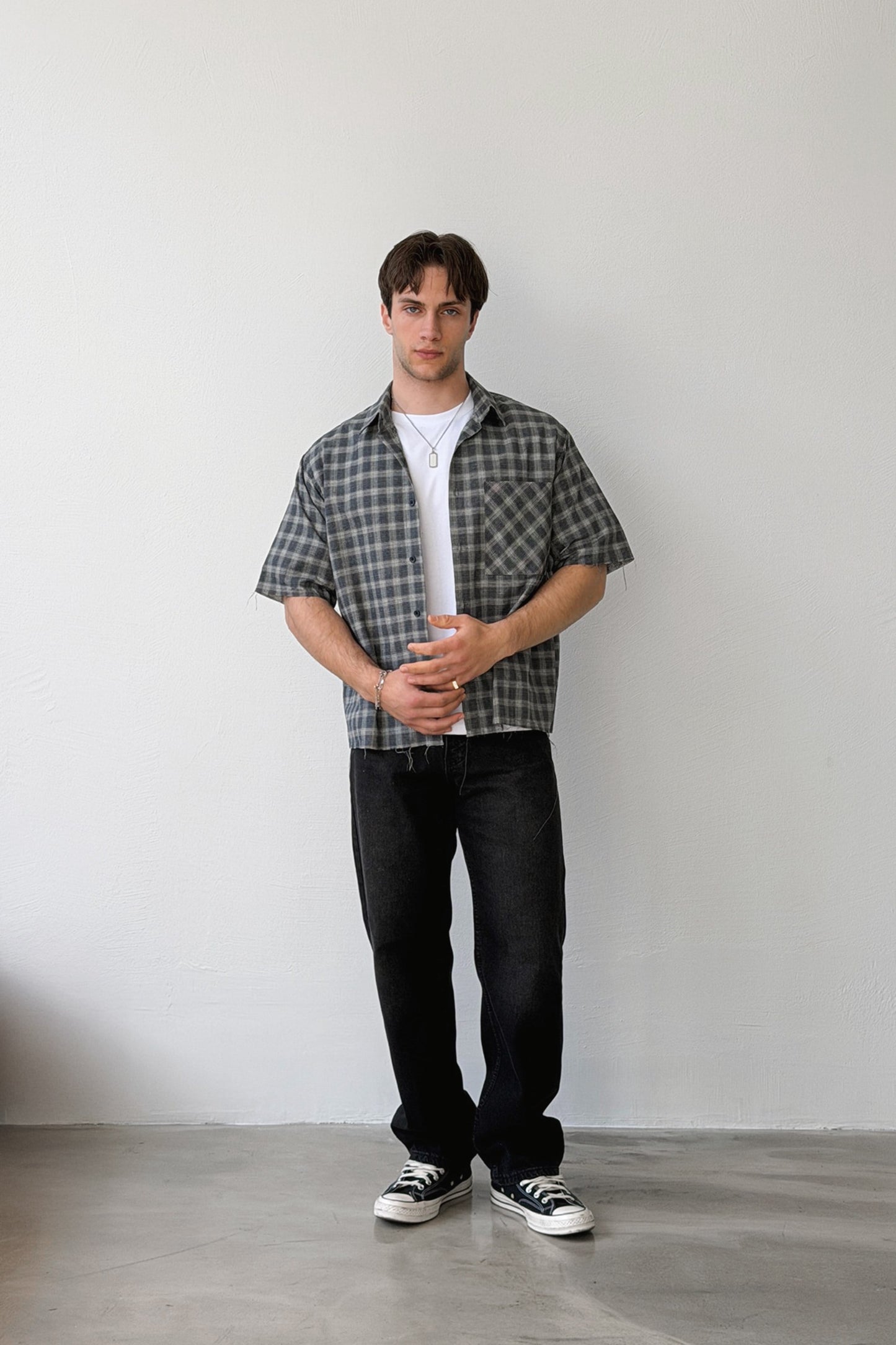 Plaid Cotton Poplin Crop Shirt