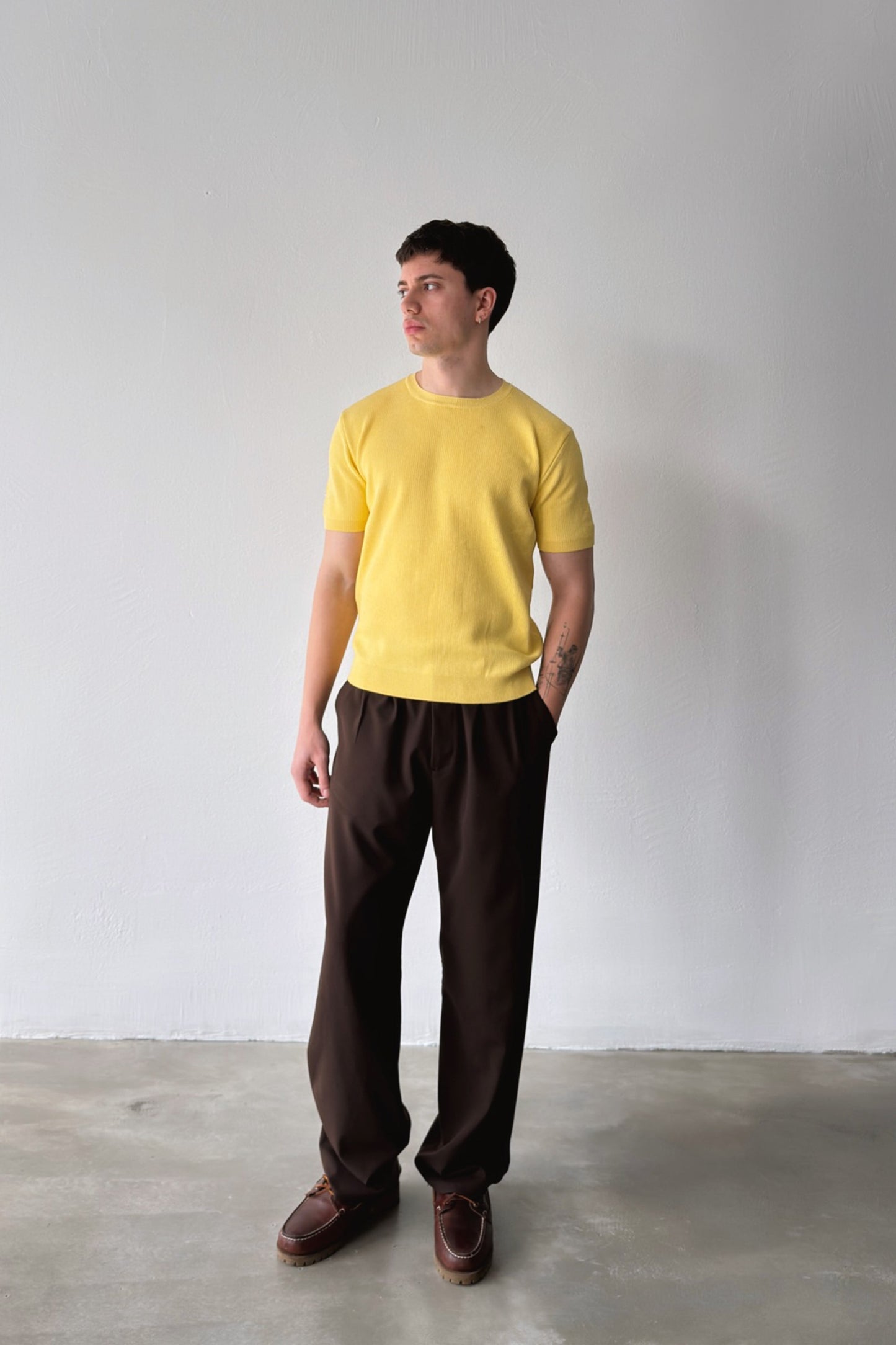 Ribbed Knit Short-Sleeve T-Shirt