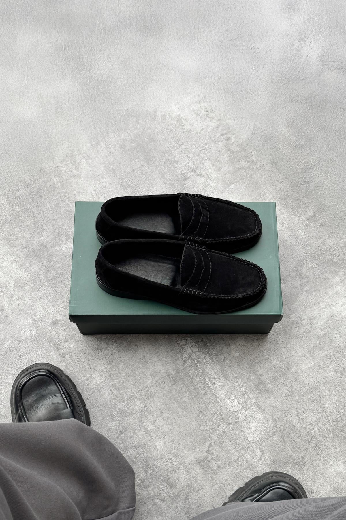 Black Suede Shoes with Bow