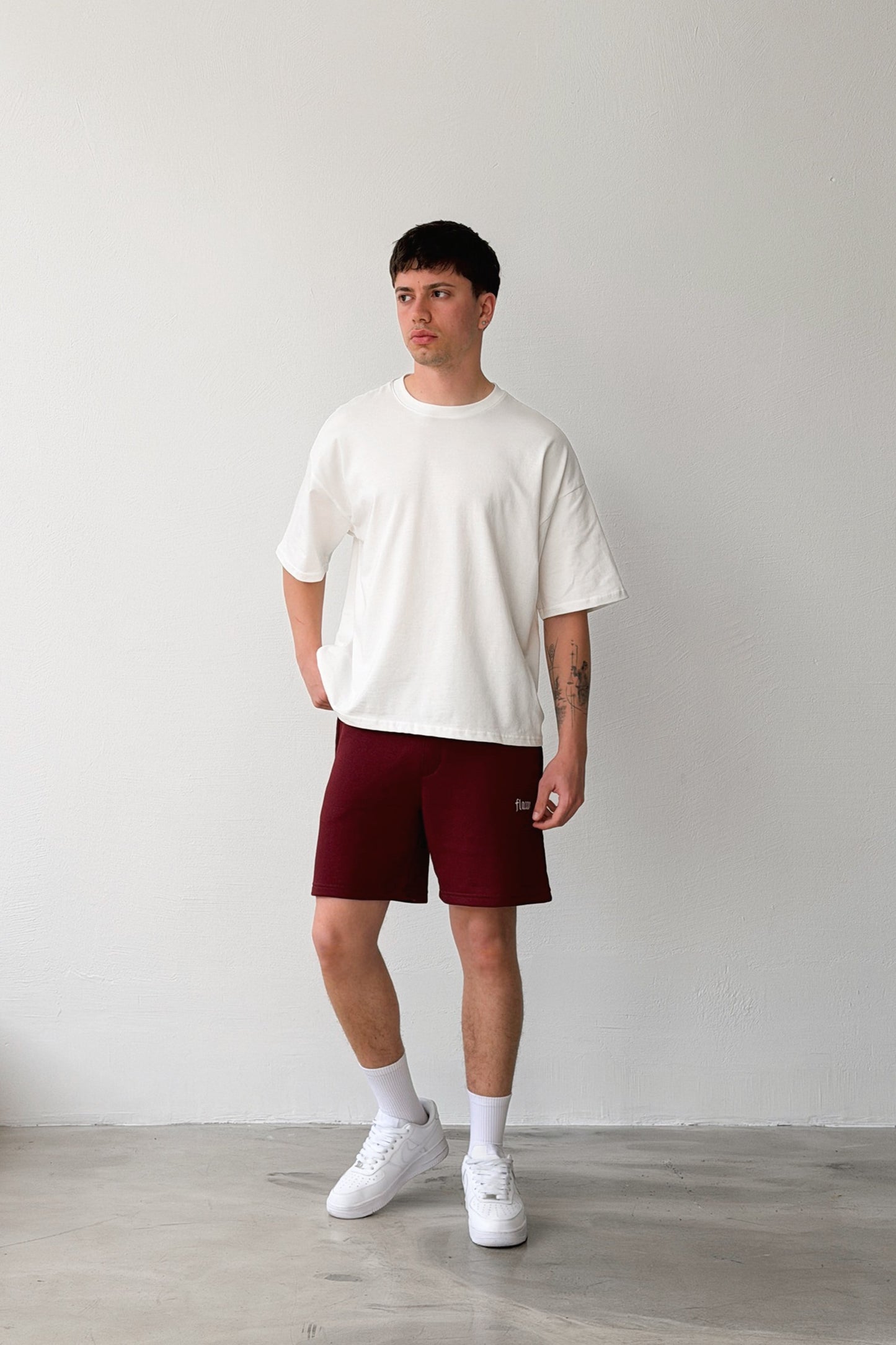 Flaw Embroidered Elastic Waist Shorts