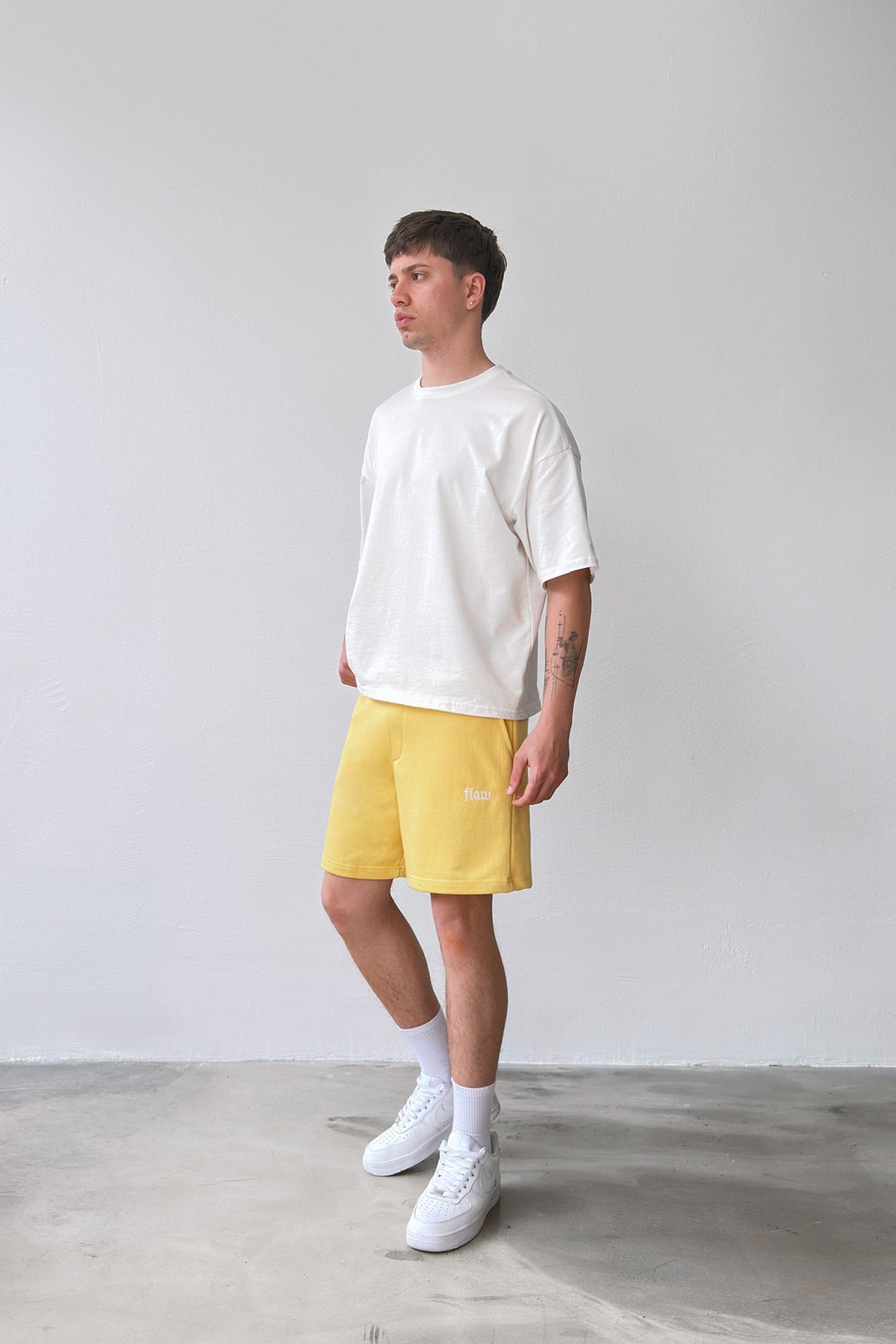 Flaw Embroidered Elastic Waist Shorts