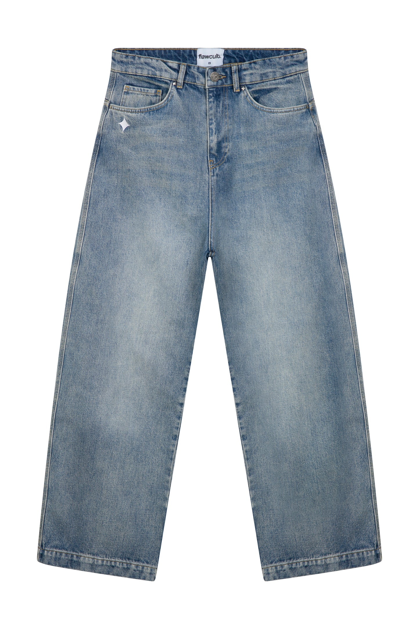 “LFF” EMBROIDERED BAGGY JEAN BLUE
