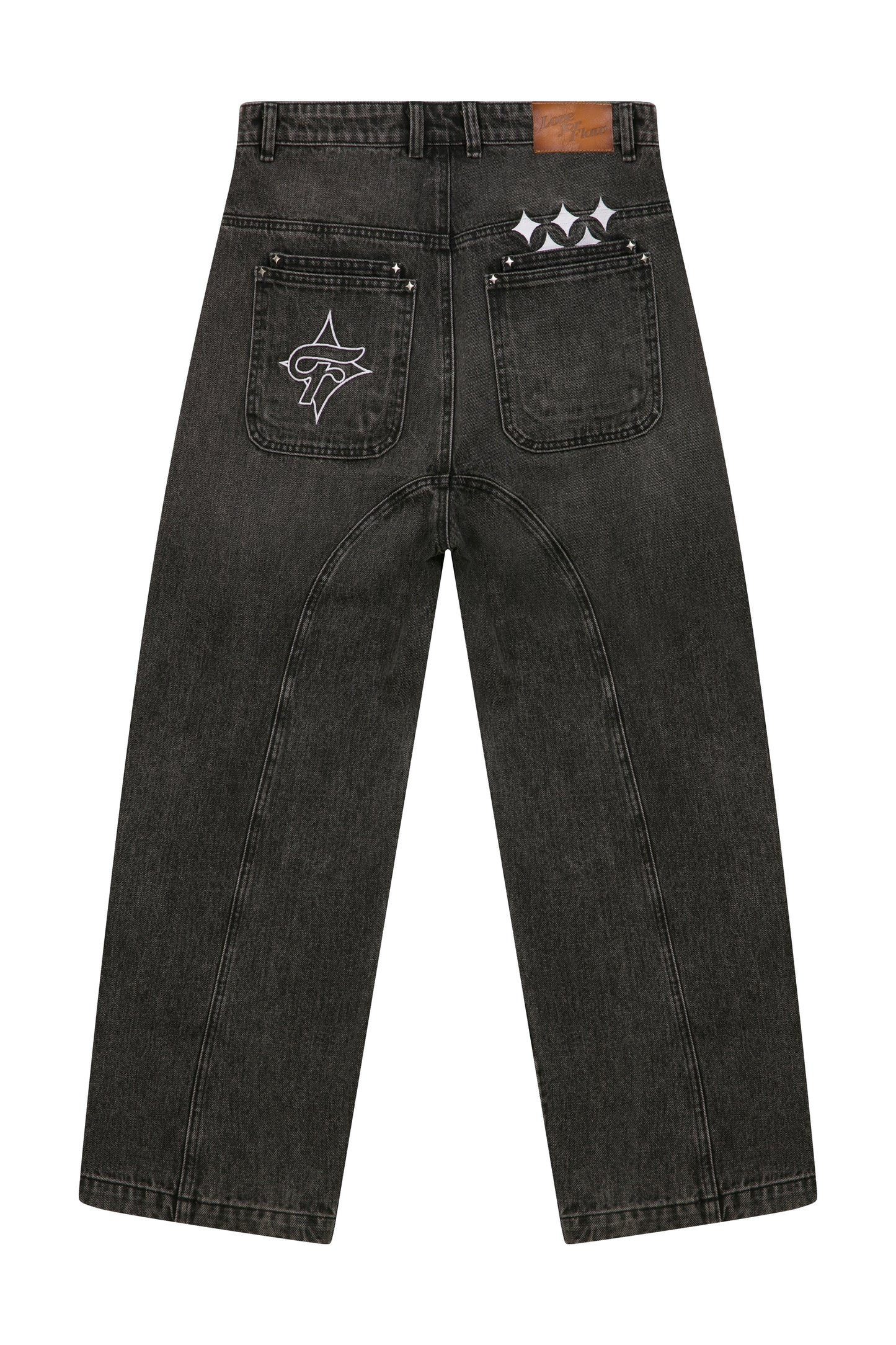 "LFF" EMBROIDERED BAGGY JEAN DARK WASH