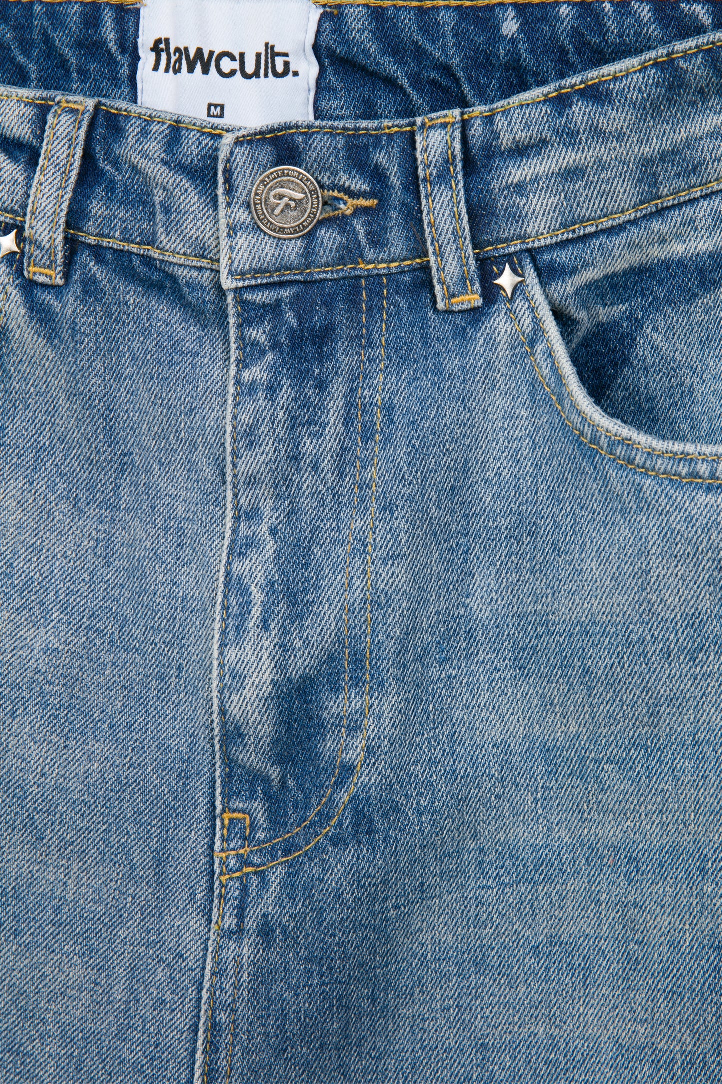 “LFF” EMBROIDERED BAGGY JEAN BLUE