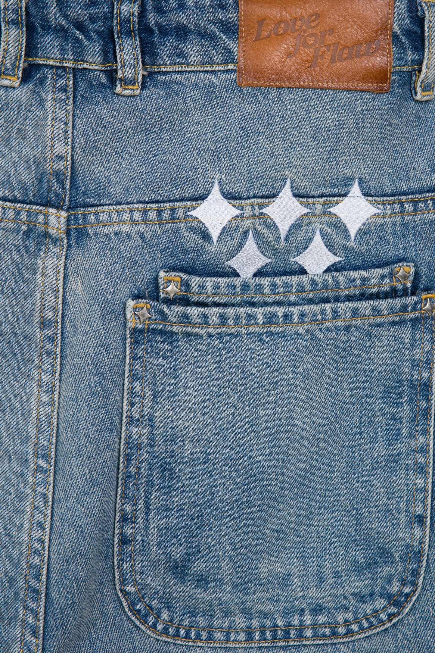 “LFF” EMBROIDERED BAGGY JEAN BLUE