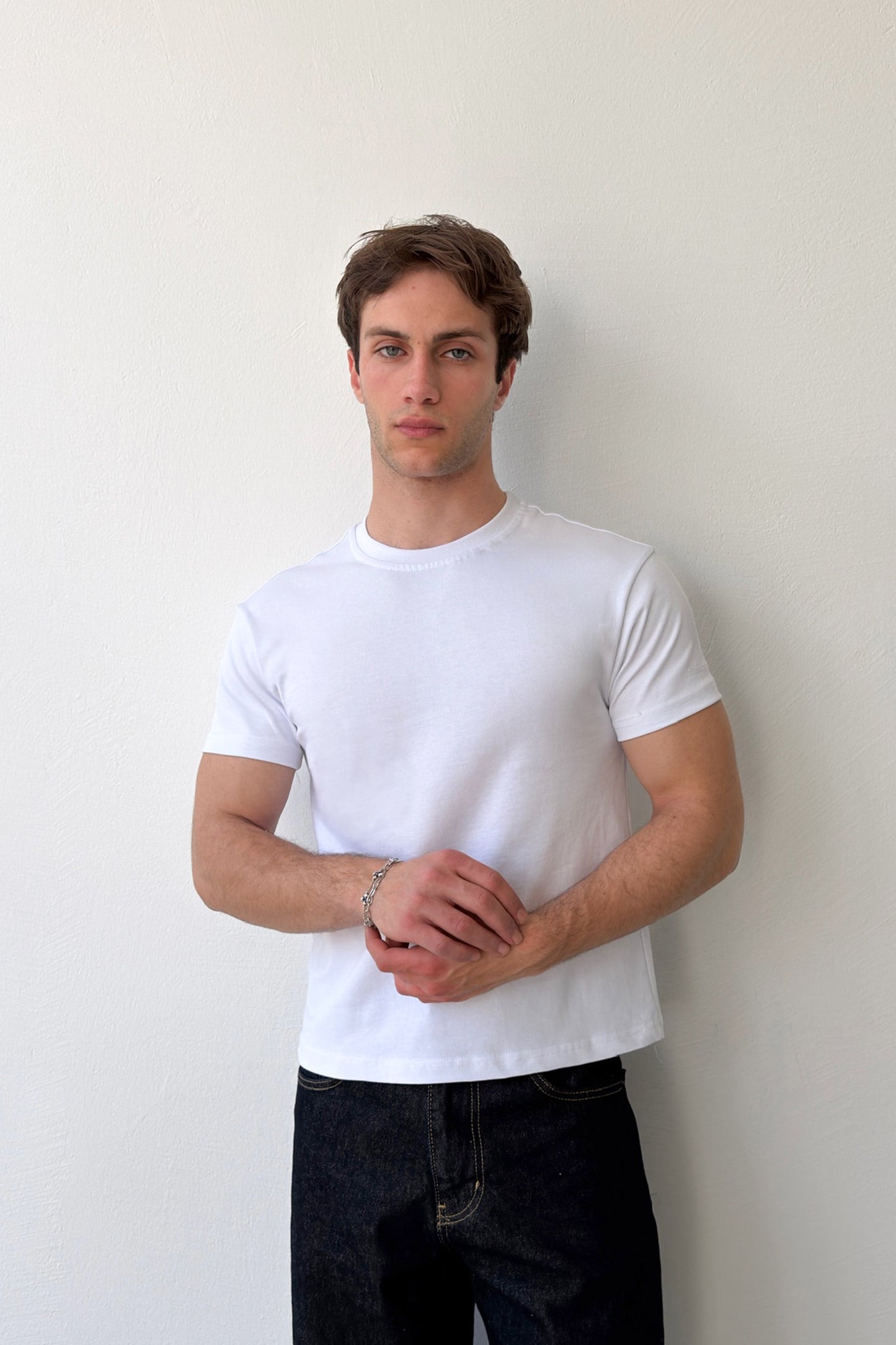 Baby Fit T-shirt with Embroidered Sleeves
