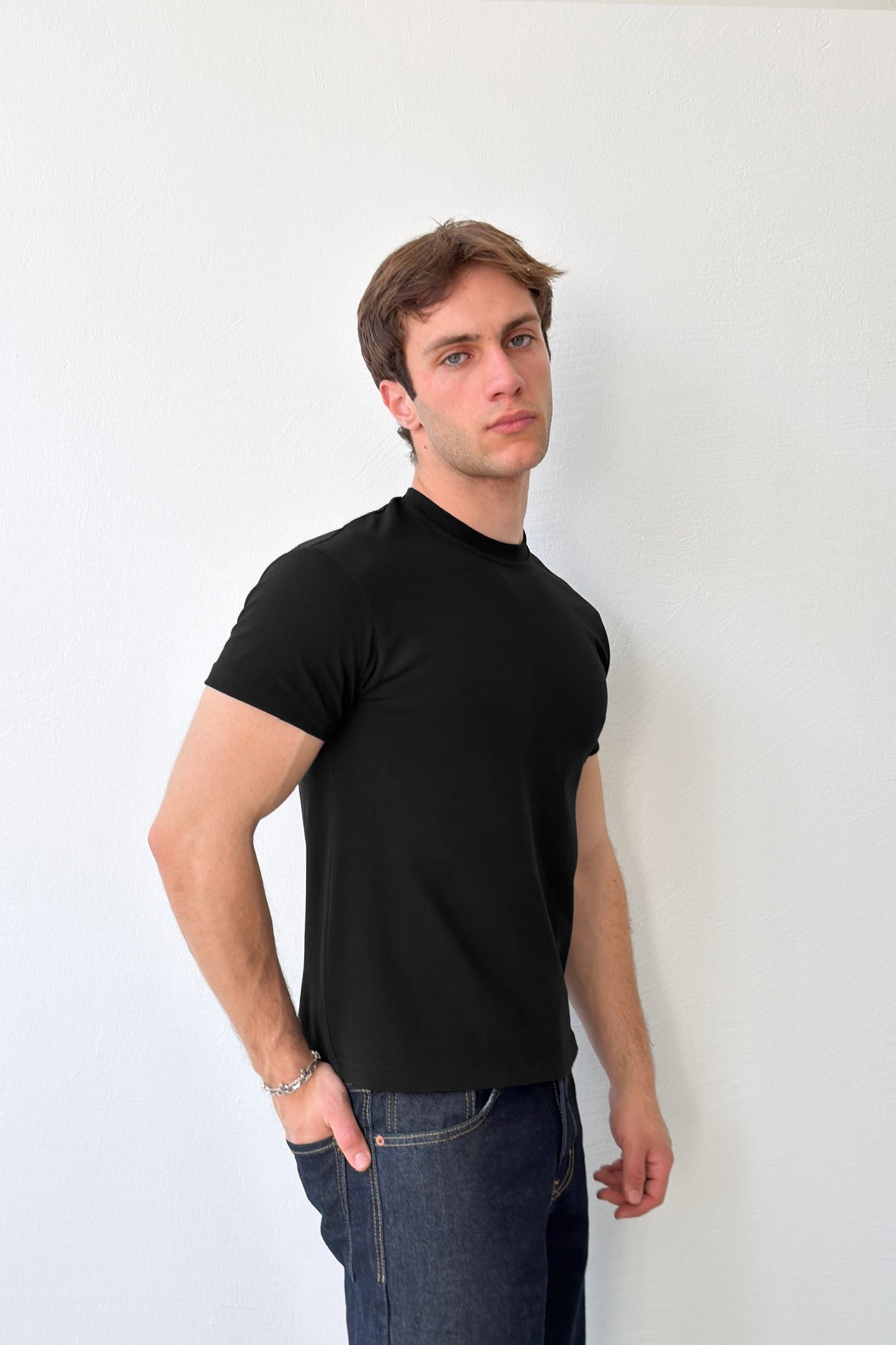 Baby Fit T-shirt with Embroidered Sleeves