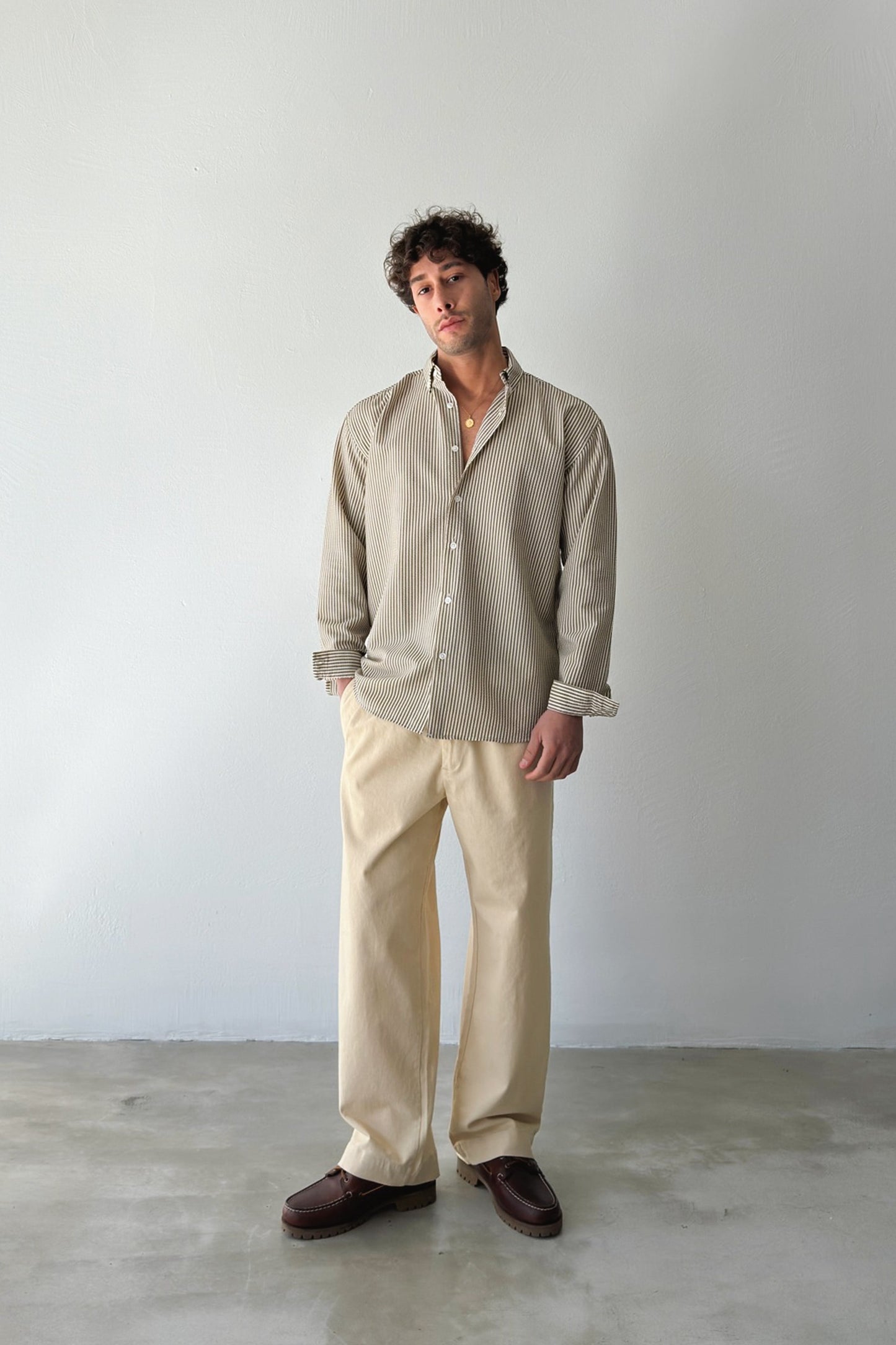 Solar Stripes Brown Waffle Striped Shirt