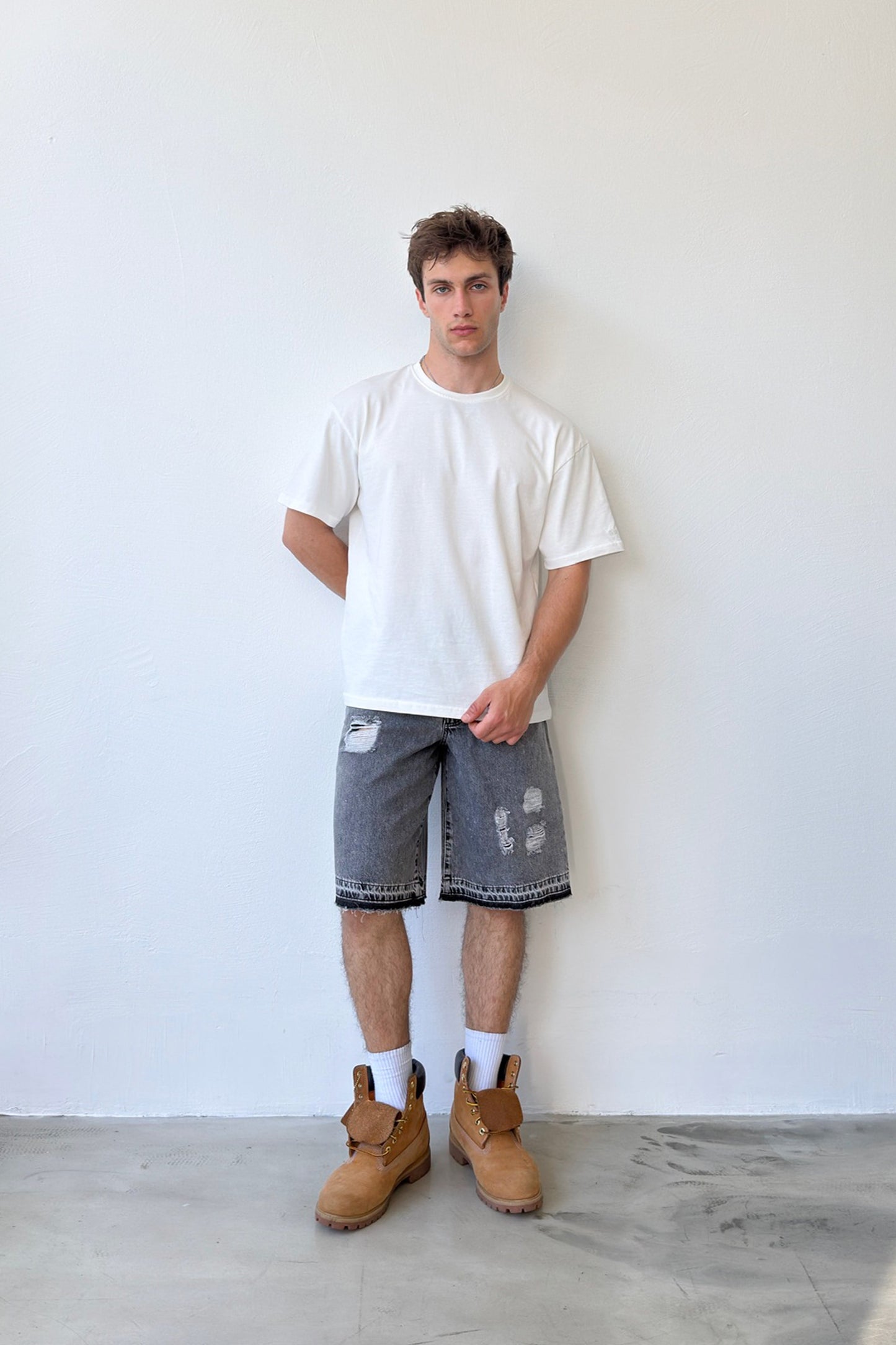 Distressed Denim Shorts