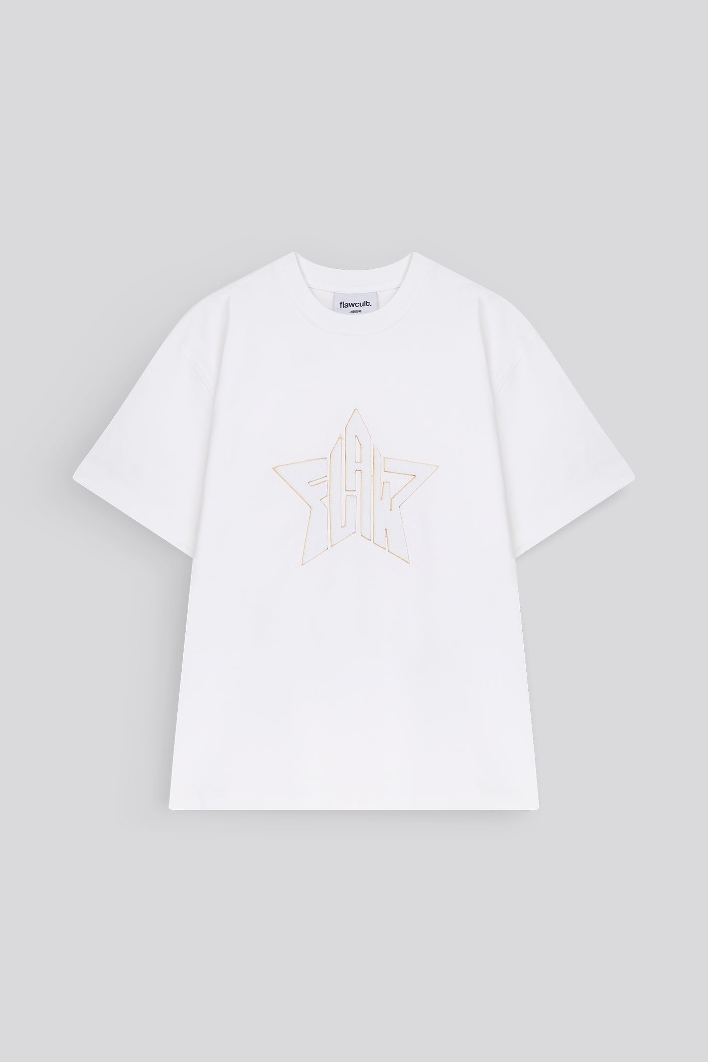 Flaw Embroidery White Star Tee