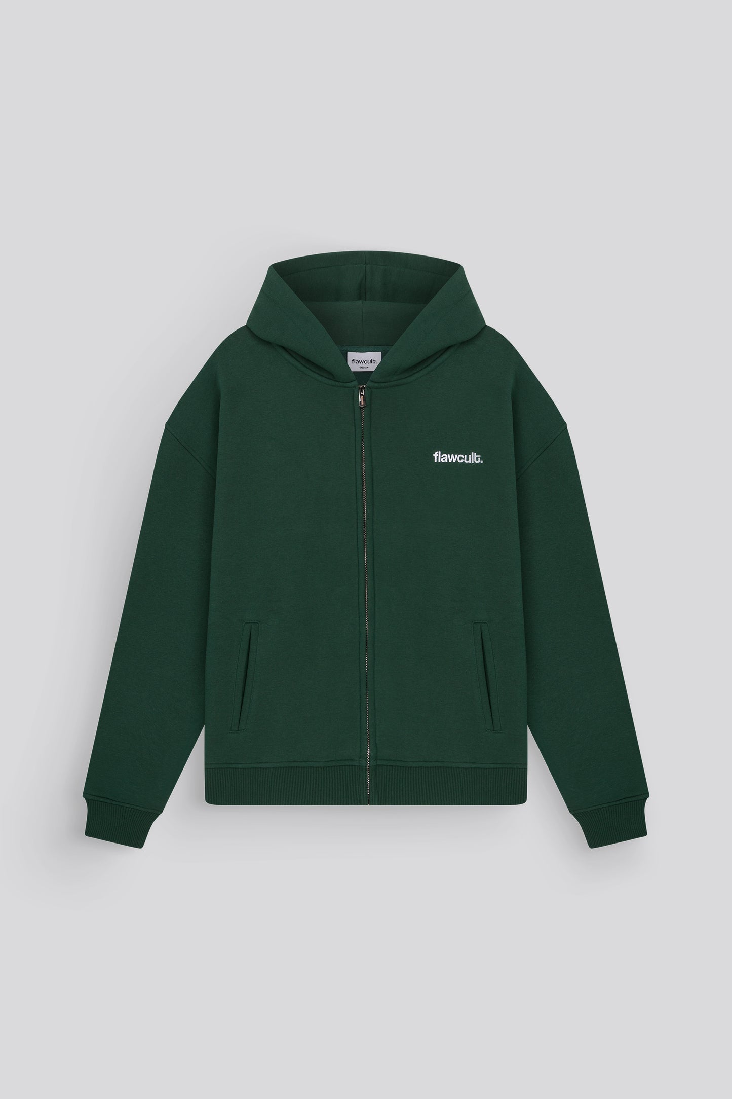 Flawcult bestickter grüner Kapuzenpullover mit Reißverschluss