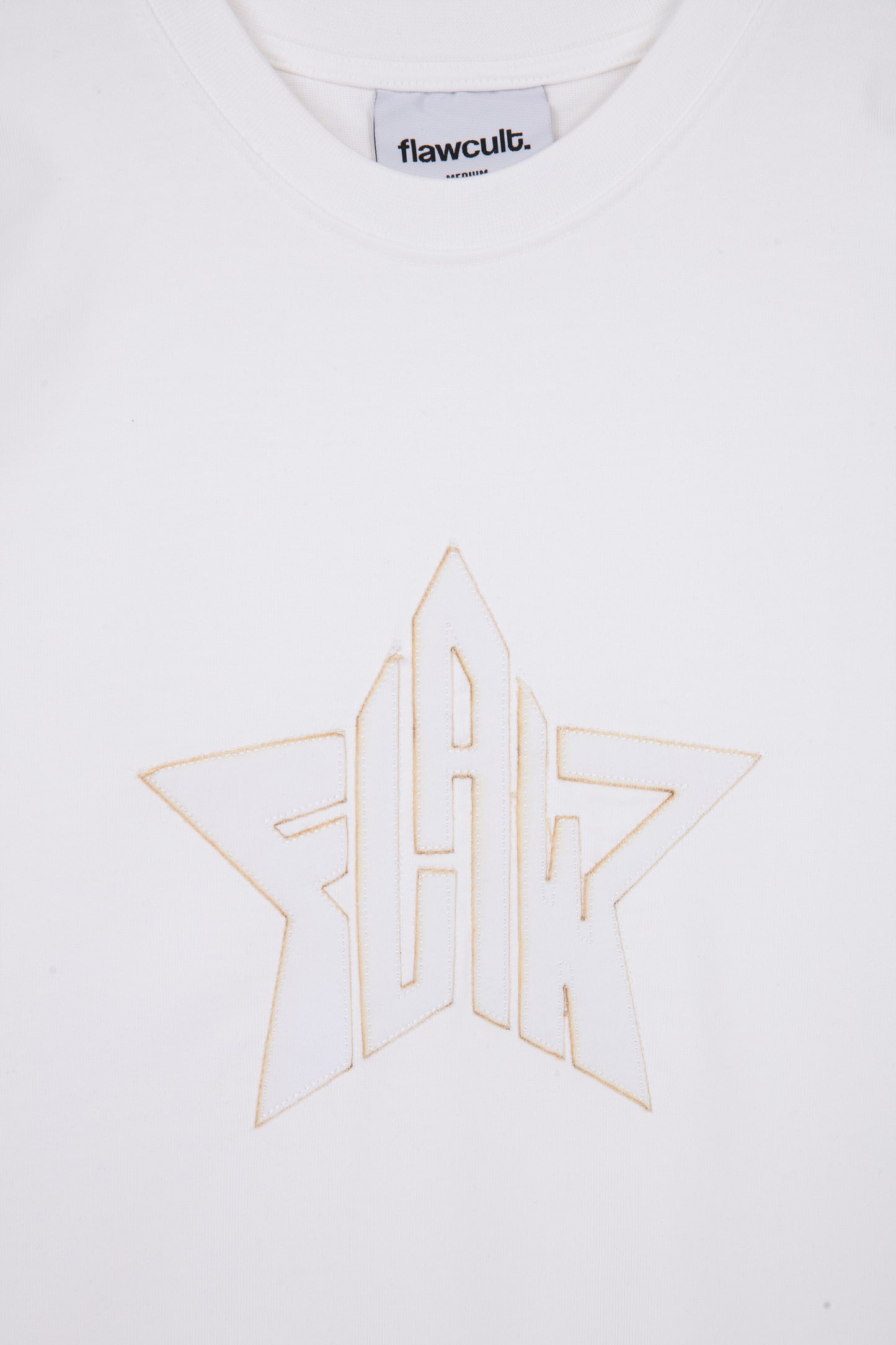 Flaw Embroidery White Star Tee