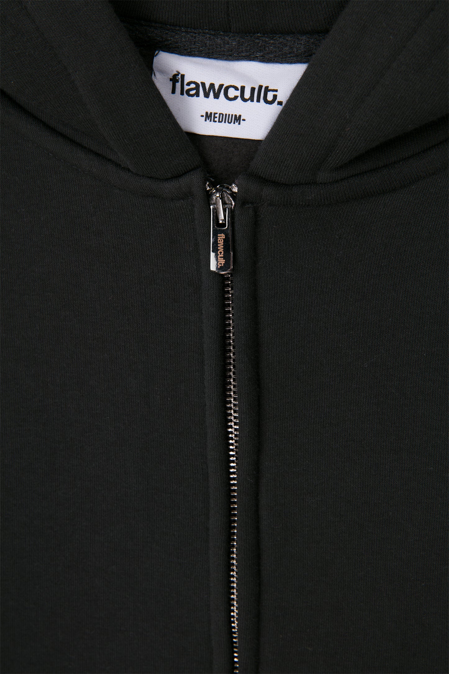 Flawcult bestickter anthrazitfarbener Kapuzenpullover mit Reißverschluss