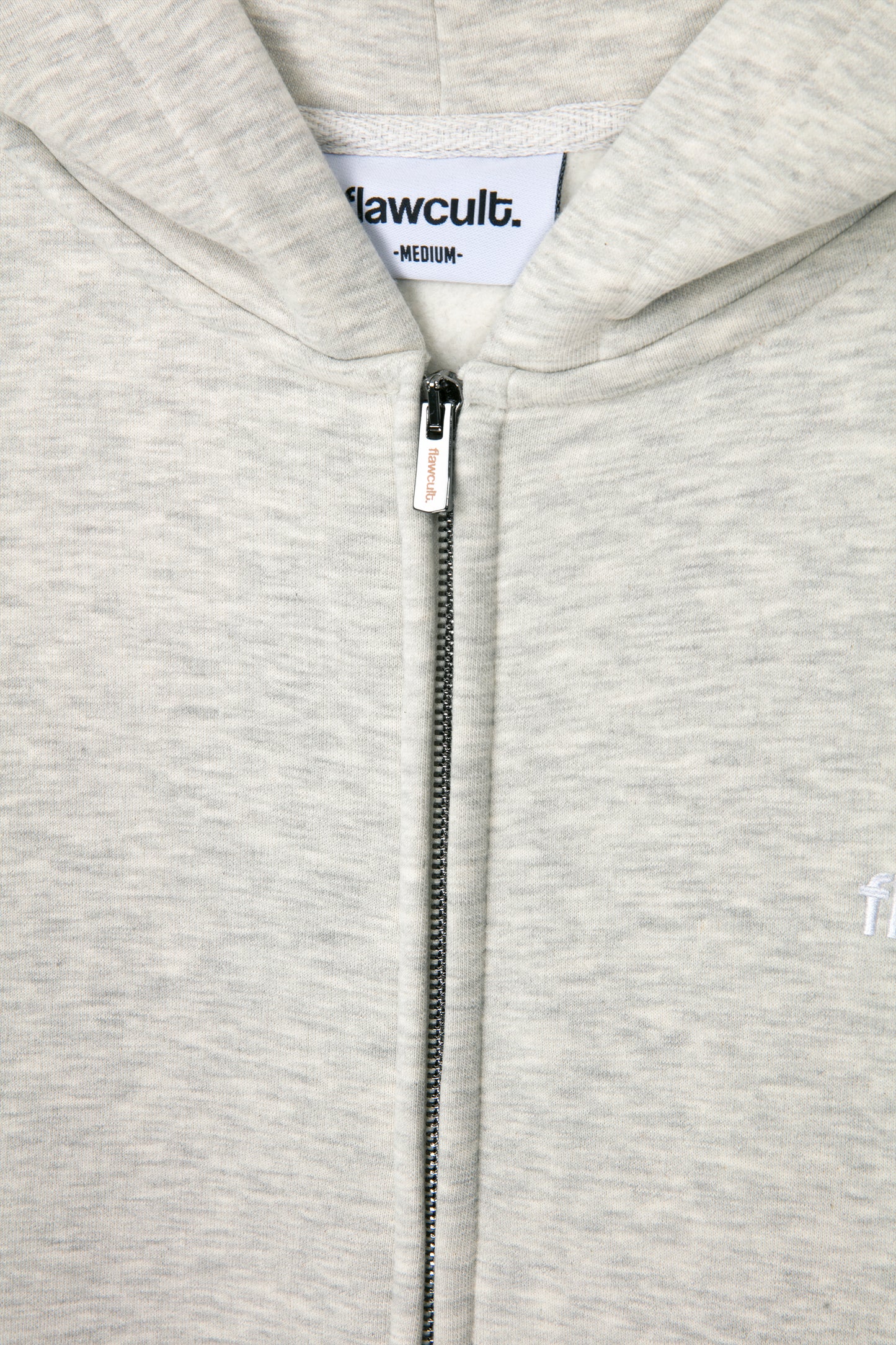 Flawcult bestickter grauer Kapuzenpullover mit Reißverschluss
