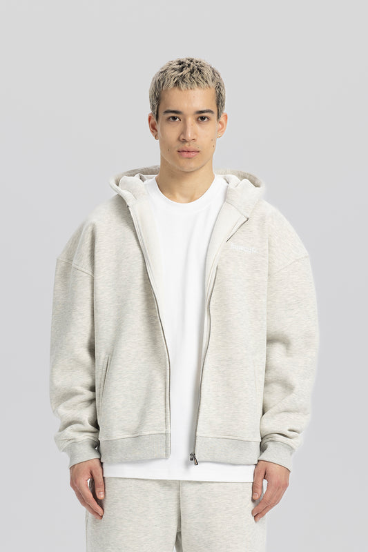 Flawcult bestickter grauer Kapuzenpullover mit Reißverschluss