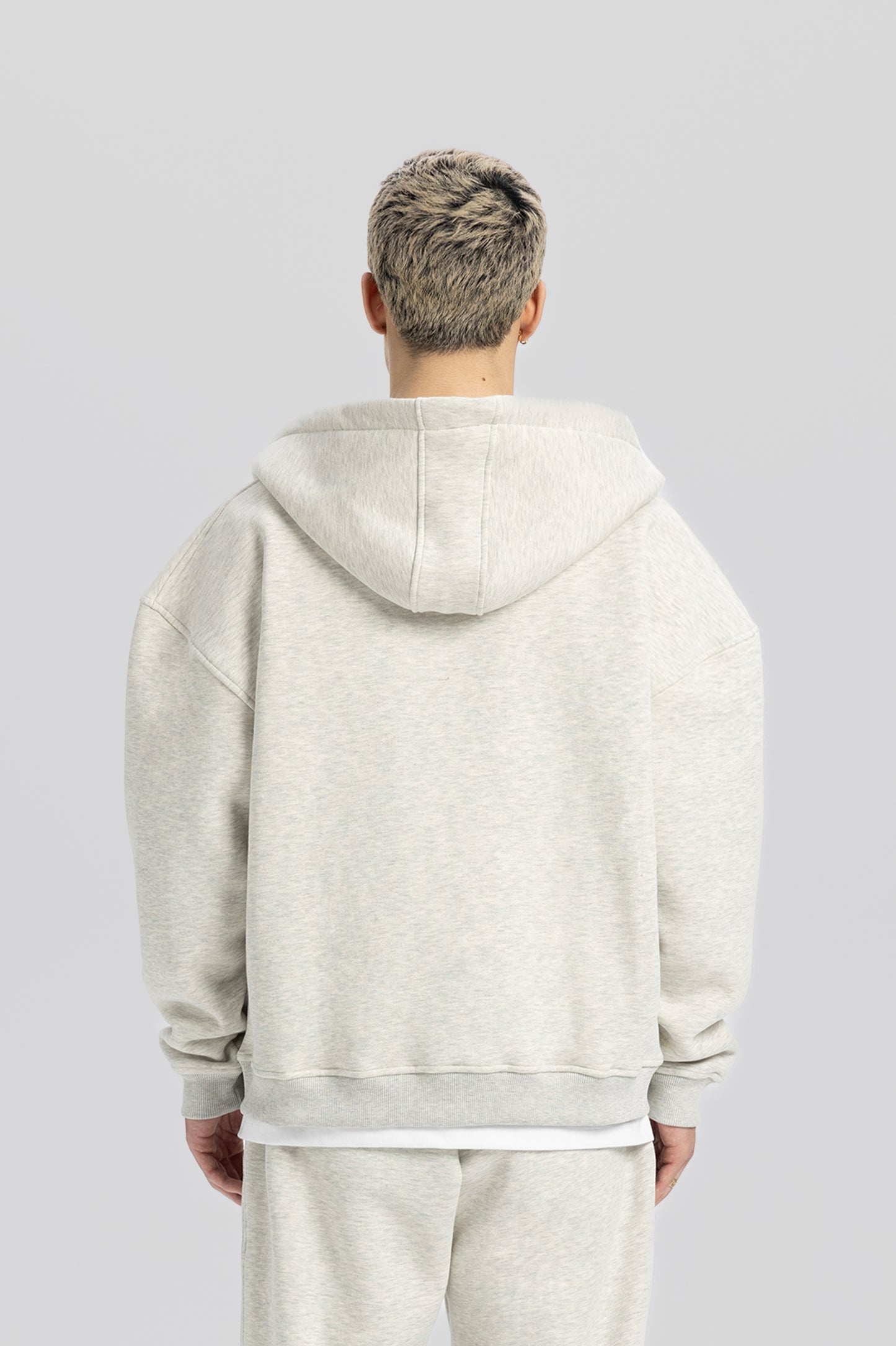 Flawcult bestickter grauer Kapuzenpullover mit Reißverschluss