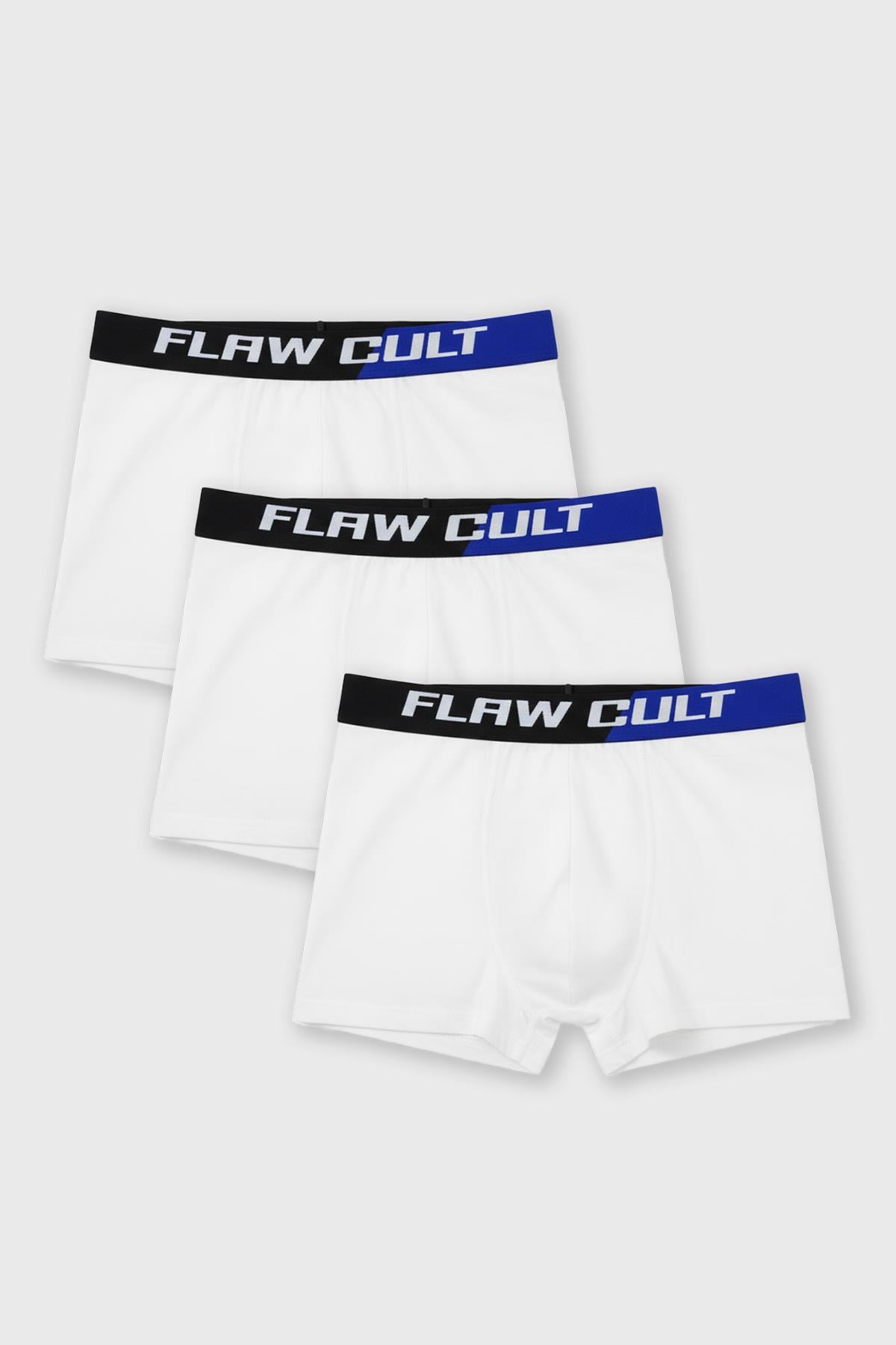 3-Pack White Boxer Shorts with Elastic Waistband