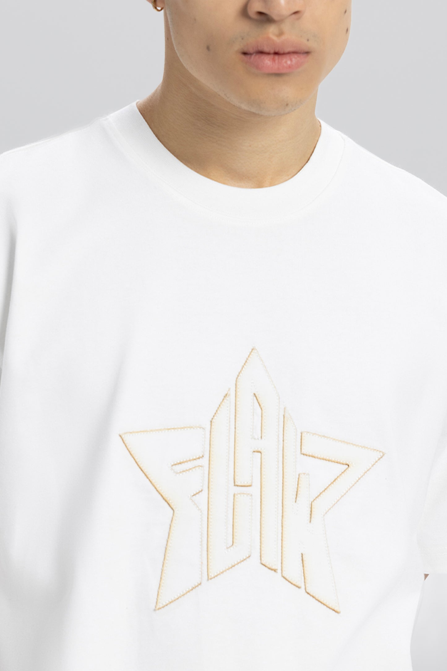 Flaw Embroidery White Star Tee