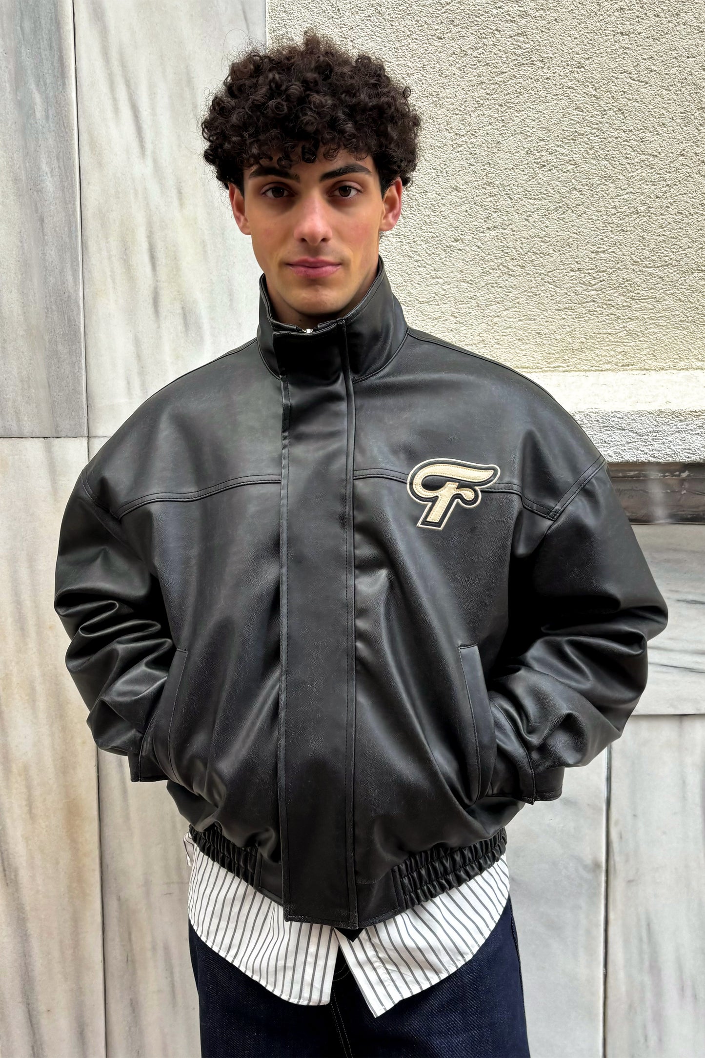 "THE MUST" LEATHER 90'S VINTAGE JACKET BLACK