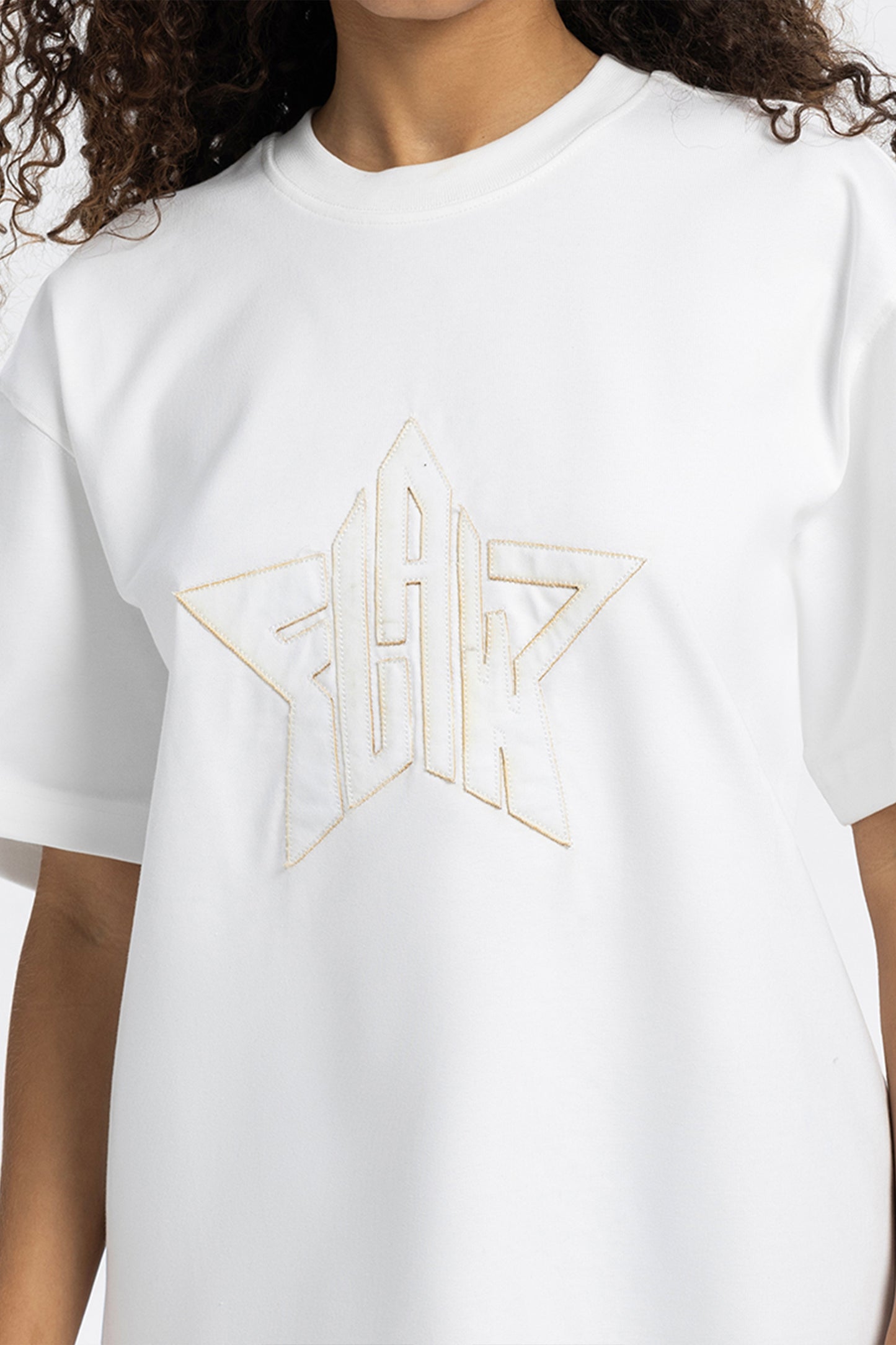 Flaw Embroidery White Star Tee
