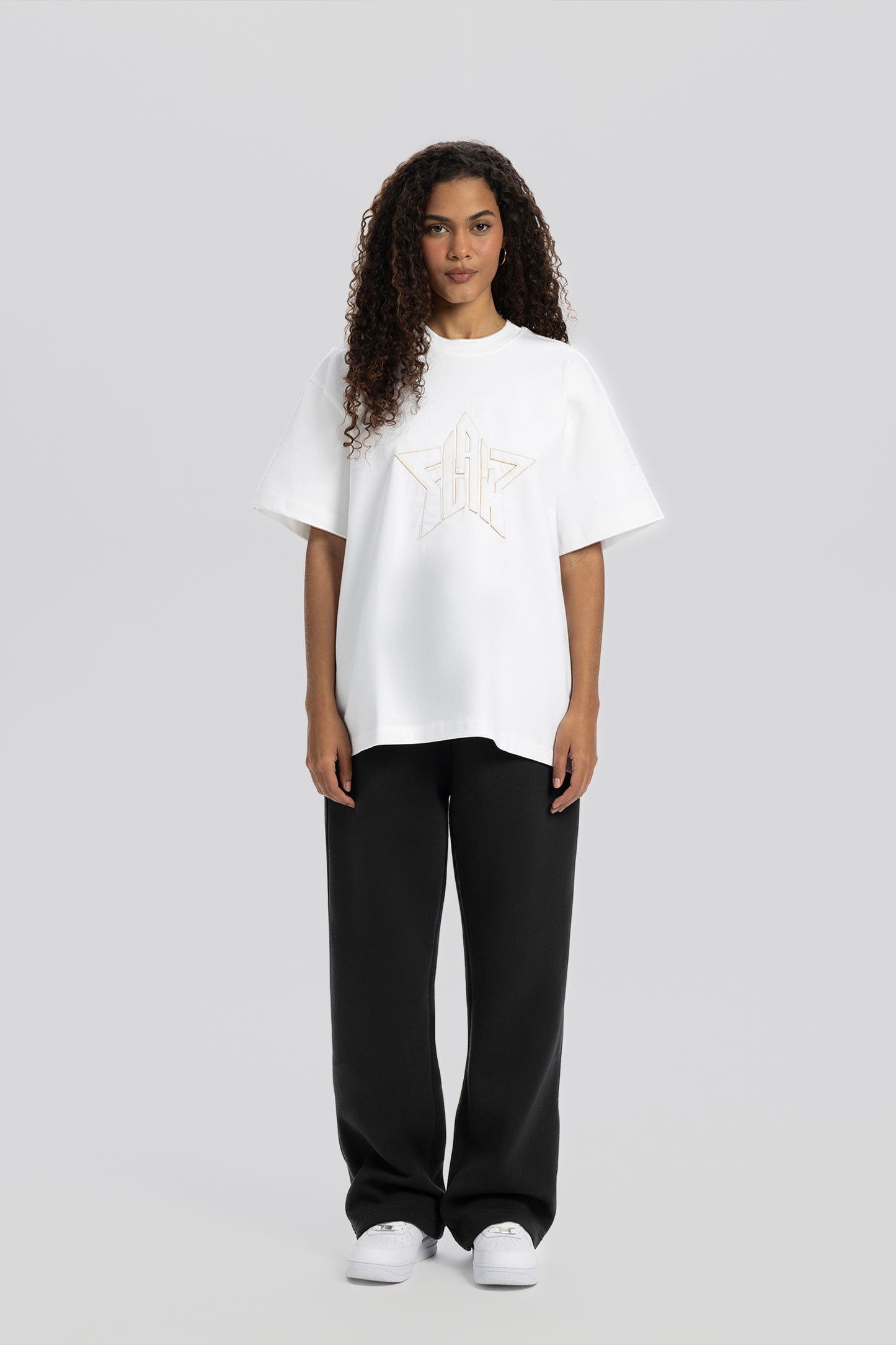 Flaw Embroidery White Star Tee